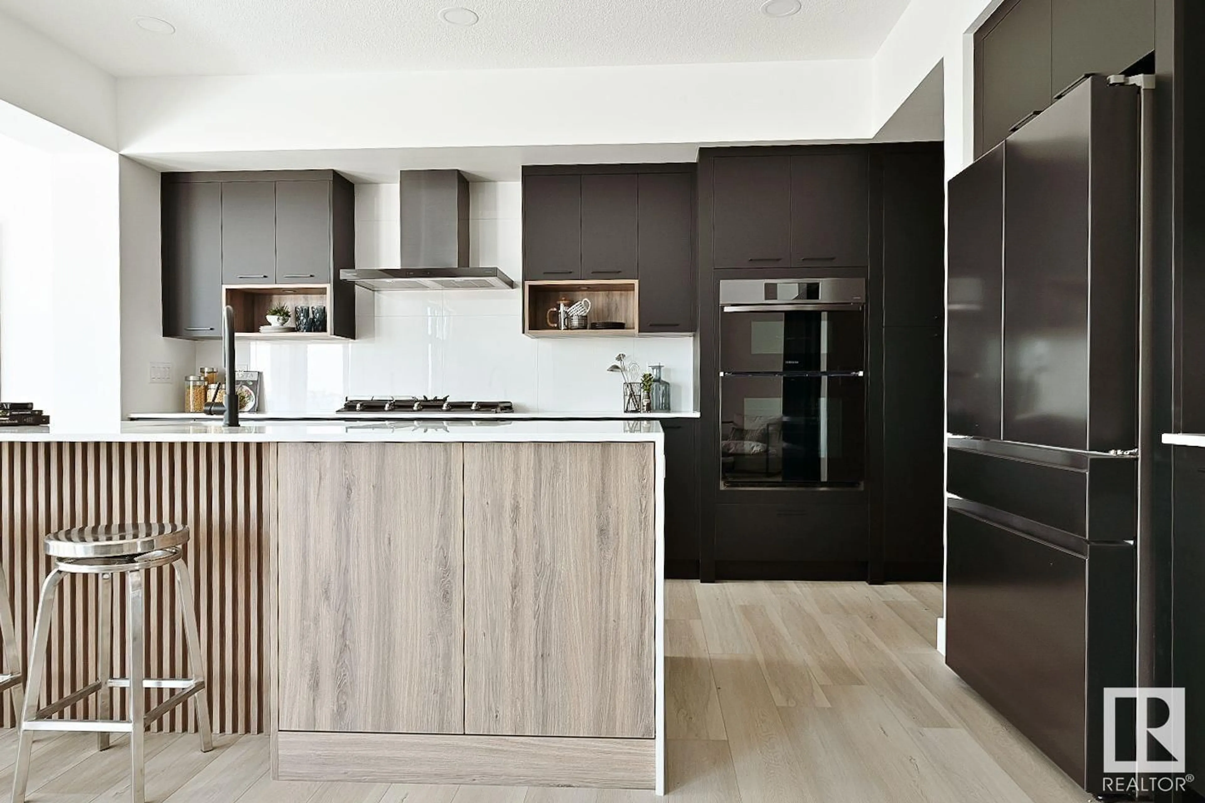 Contemporary kitchen, wood/laminate floor for 5455 KOOTOOK RD, Edmonton Alberta T6W2Z5