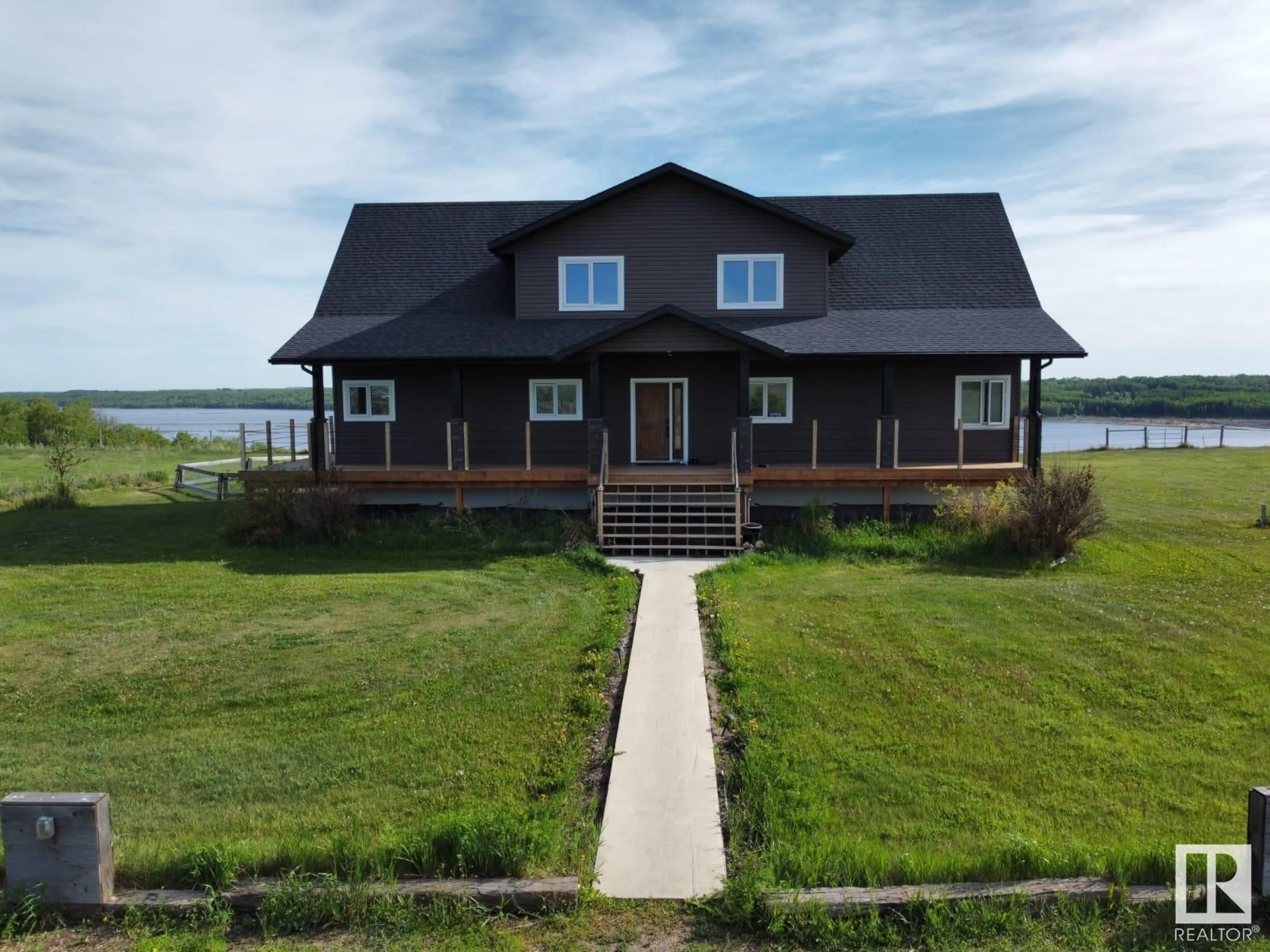 A pic from outside/outdoor area/front of a property/back of a property/a pic from drone, water/lake/river/ocean view for 20213 TOWNSHIP ROAD 460, Rural Camrose County Alberta T4V2M9