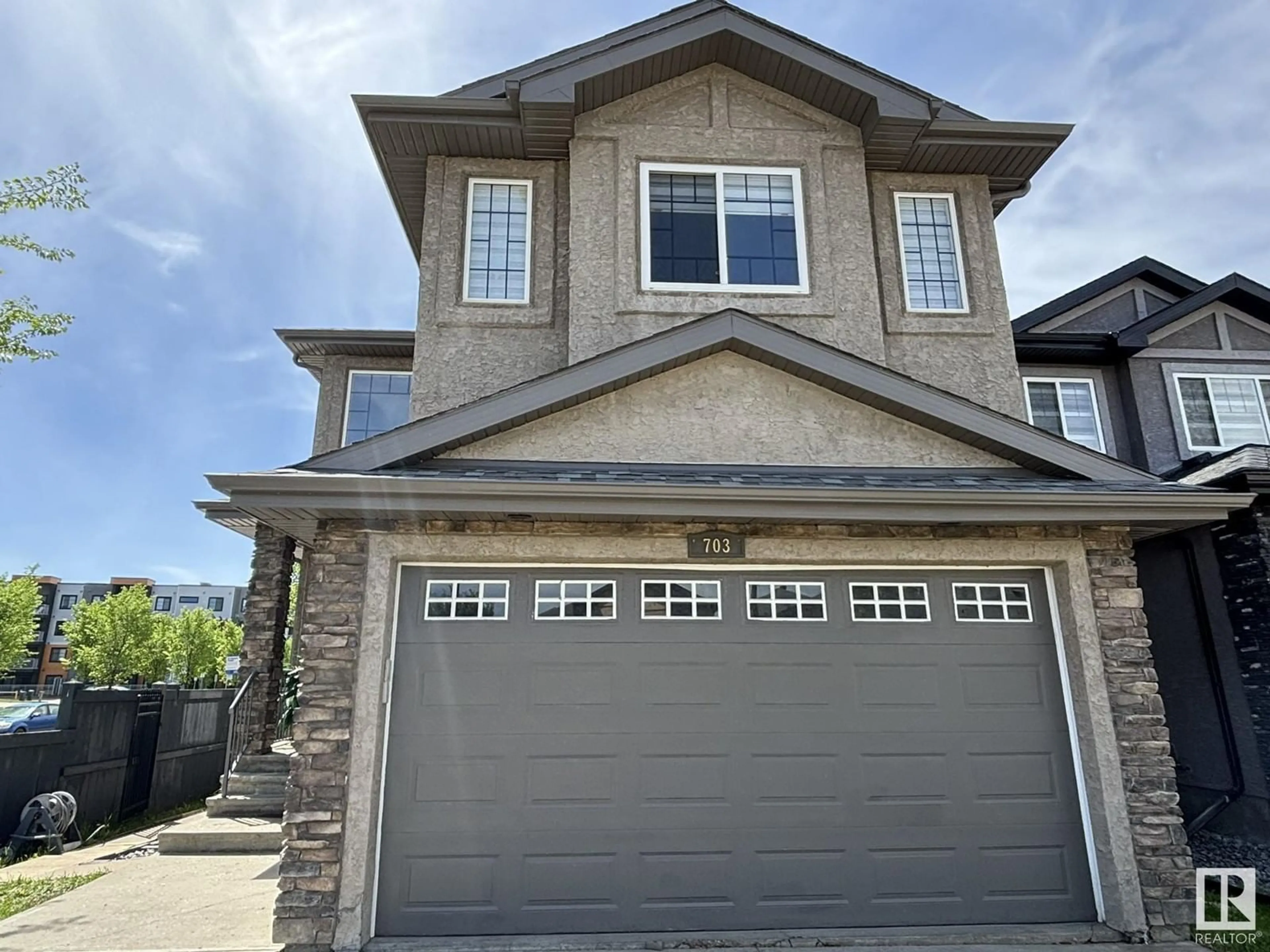 Home with vinyl exterior material, street for 703 ALBANY PL, Edmonton Alberta T6V0H9