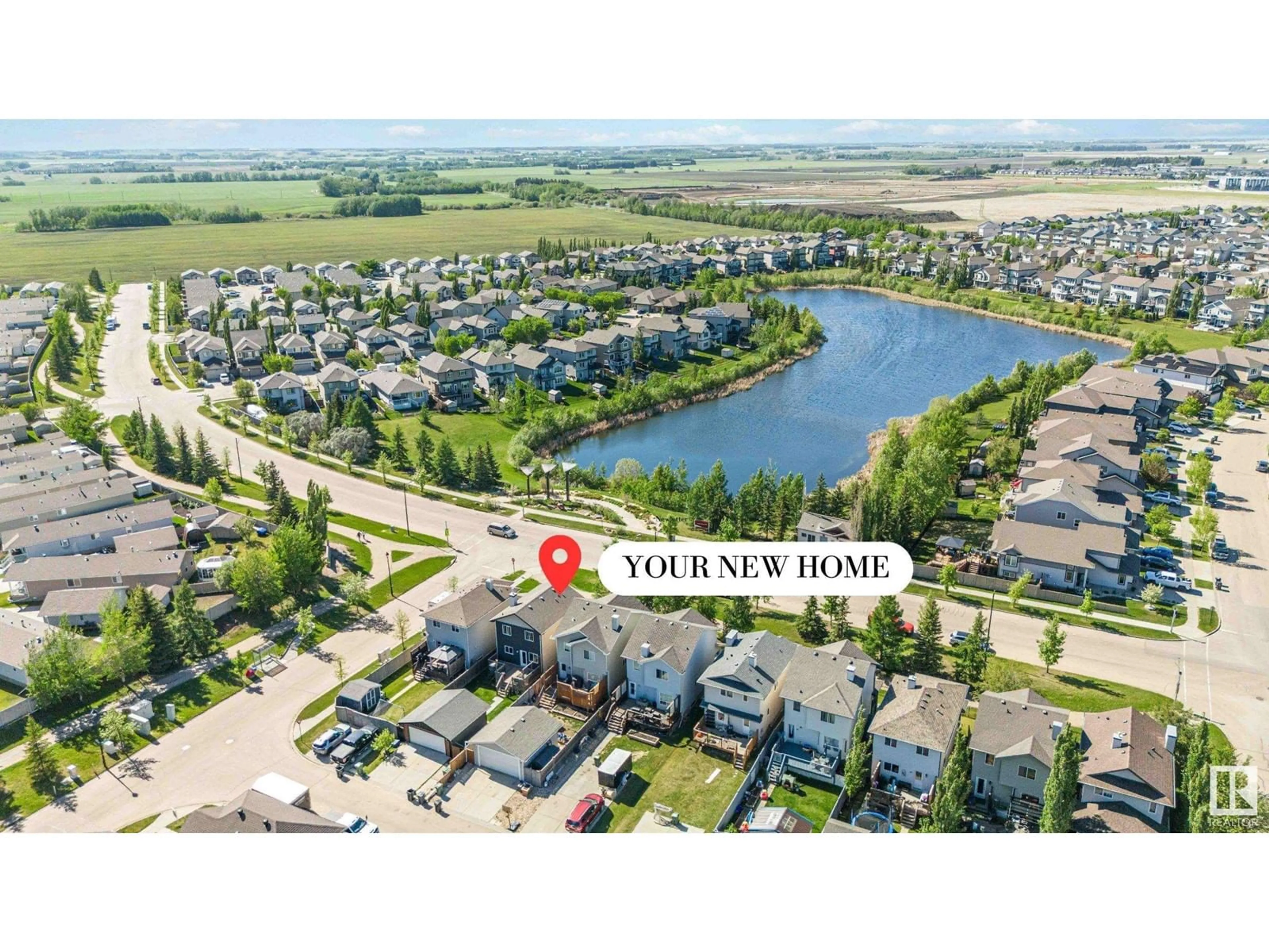 A pic from outside/outdoor area/front of a property/back of a property/a pic from drone, water/lake/river/ocean view for PM - 77 SUNTREE, Leduc Alberta T9E8R9