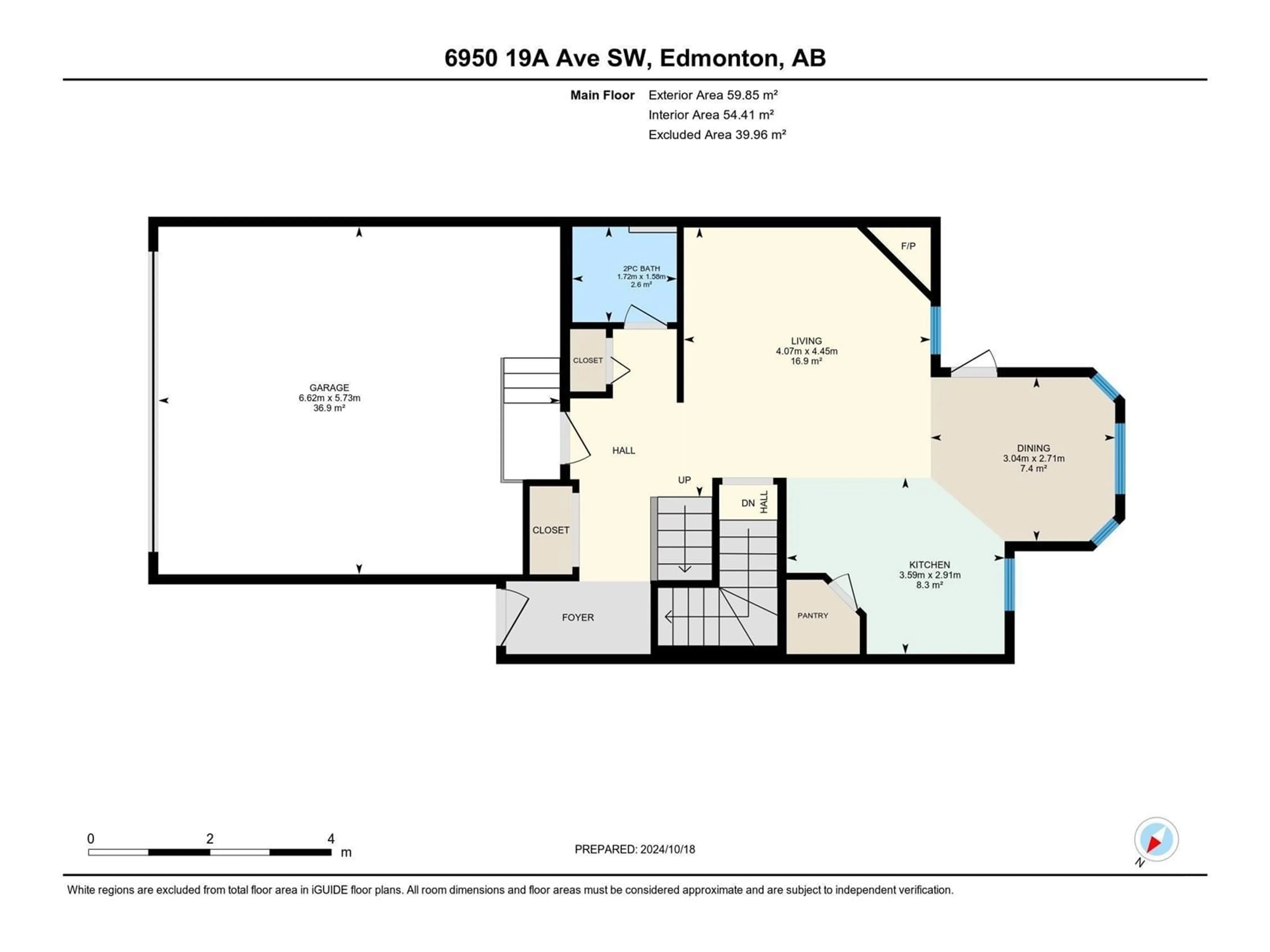Floor plan for 6950 19A AV, Edmonton Alberta T6X0L7