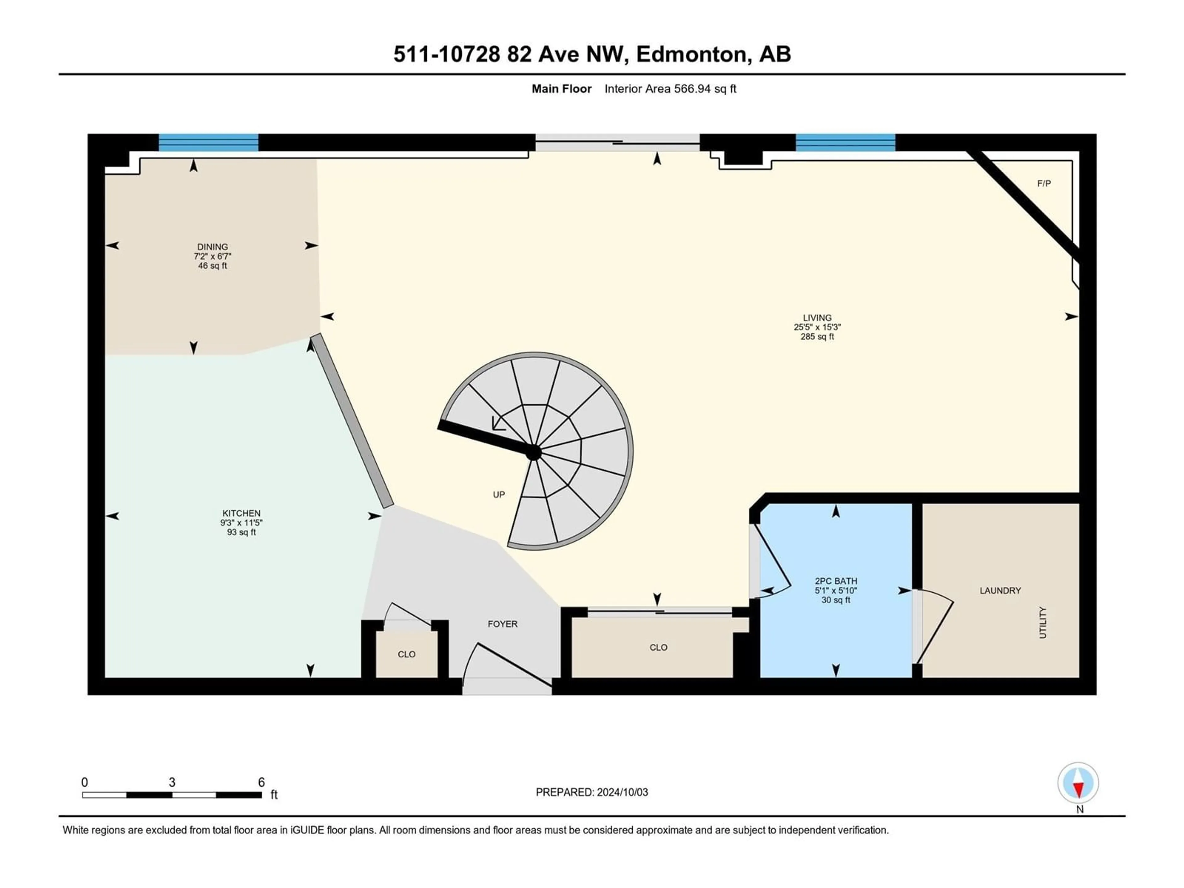 Floor plan for 511 10728 82 AV NW, Edmonton Alberta T6E6P5