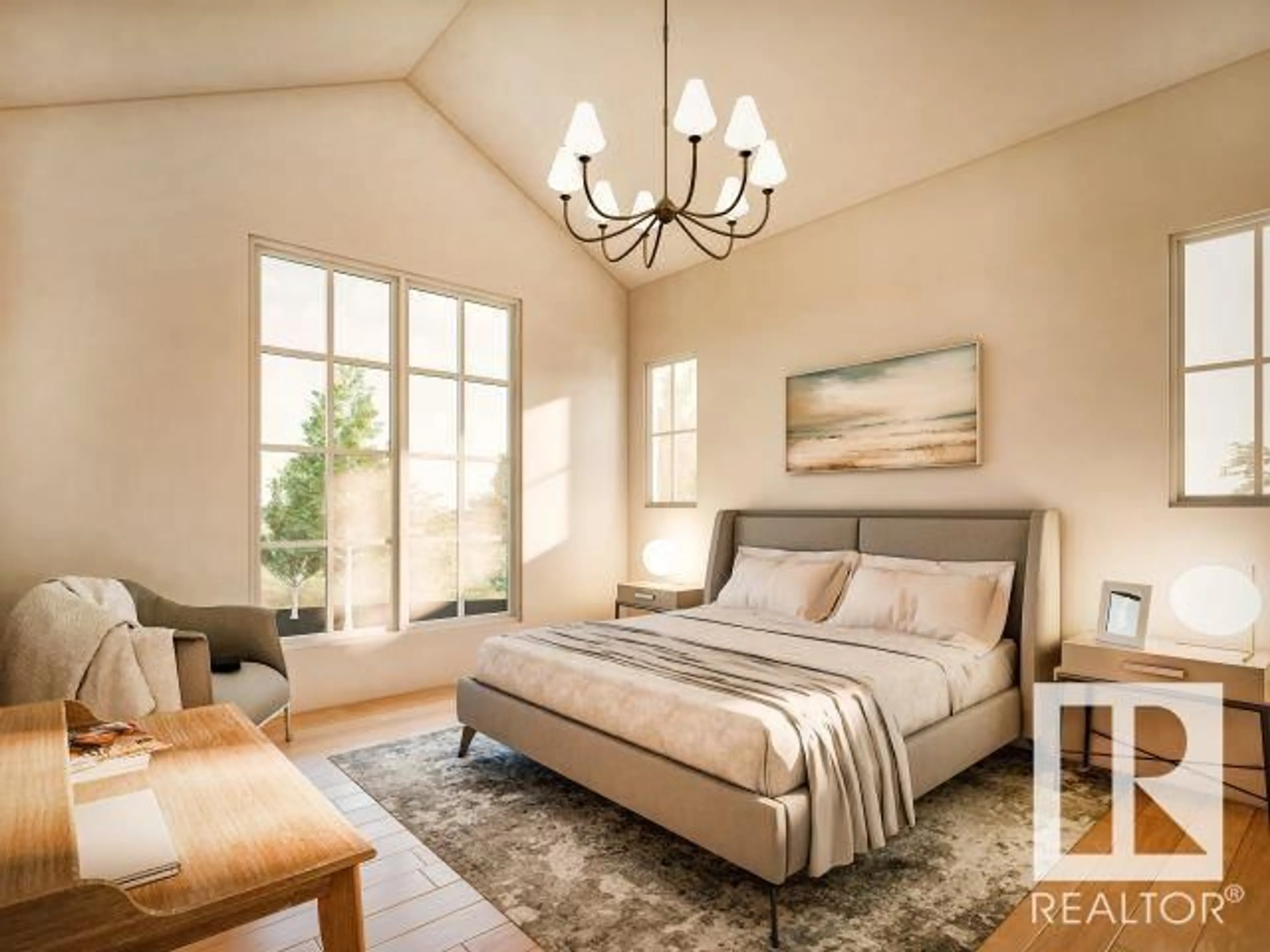 Bedroom with bed, unknown for NW - 6303 109B AV, Edmonton Alberta T6A1S7