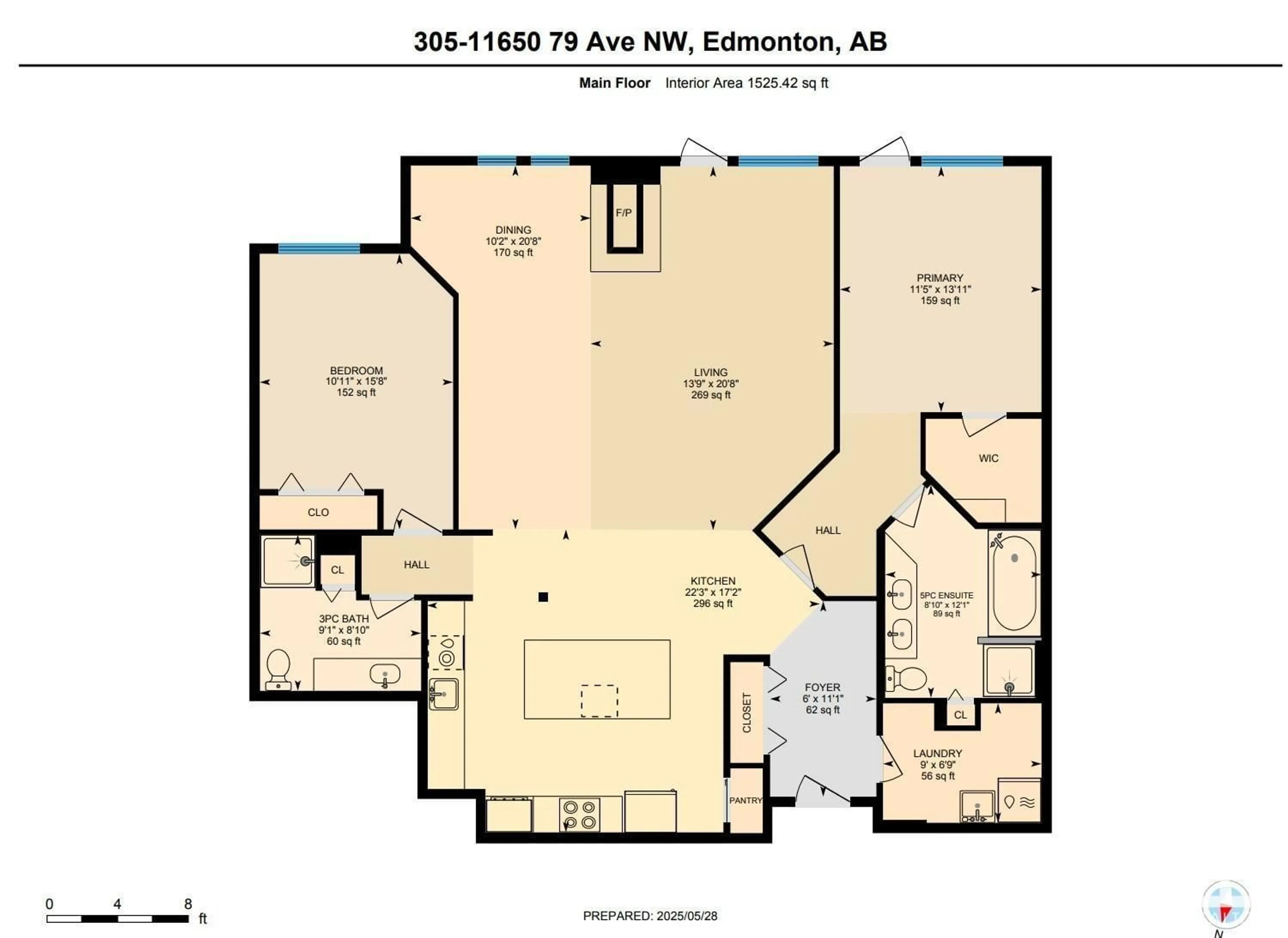 Floor plan for 305 - 11650 79 AV, Edmonton Alberta T6G0P7