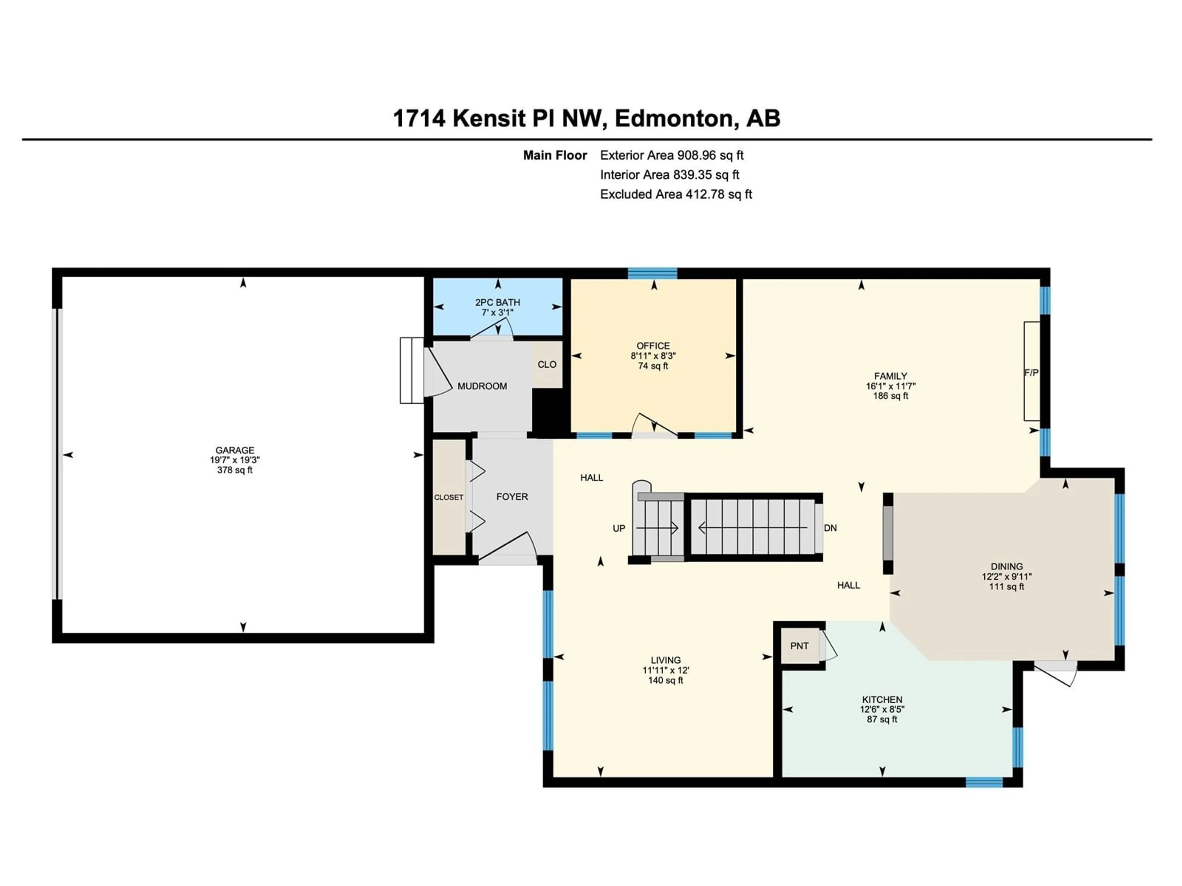 Floor plan for 1714 KENSIT PL, Edmonton Alberta T6L6X7