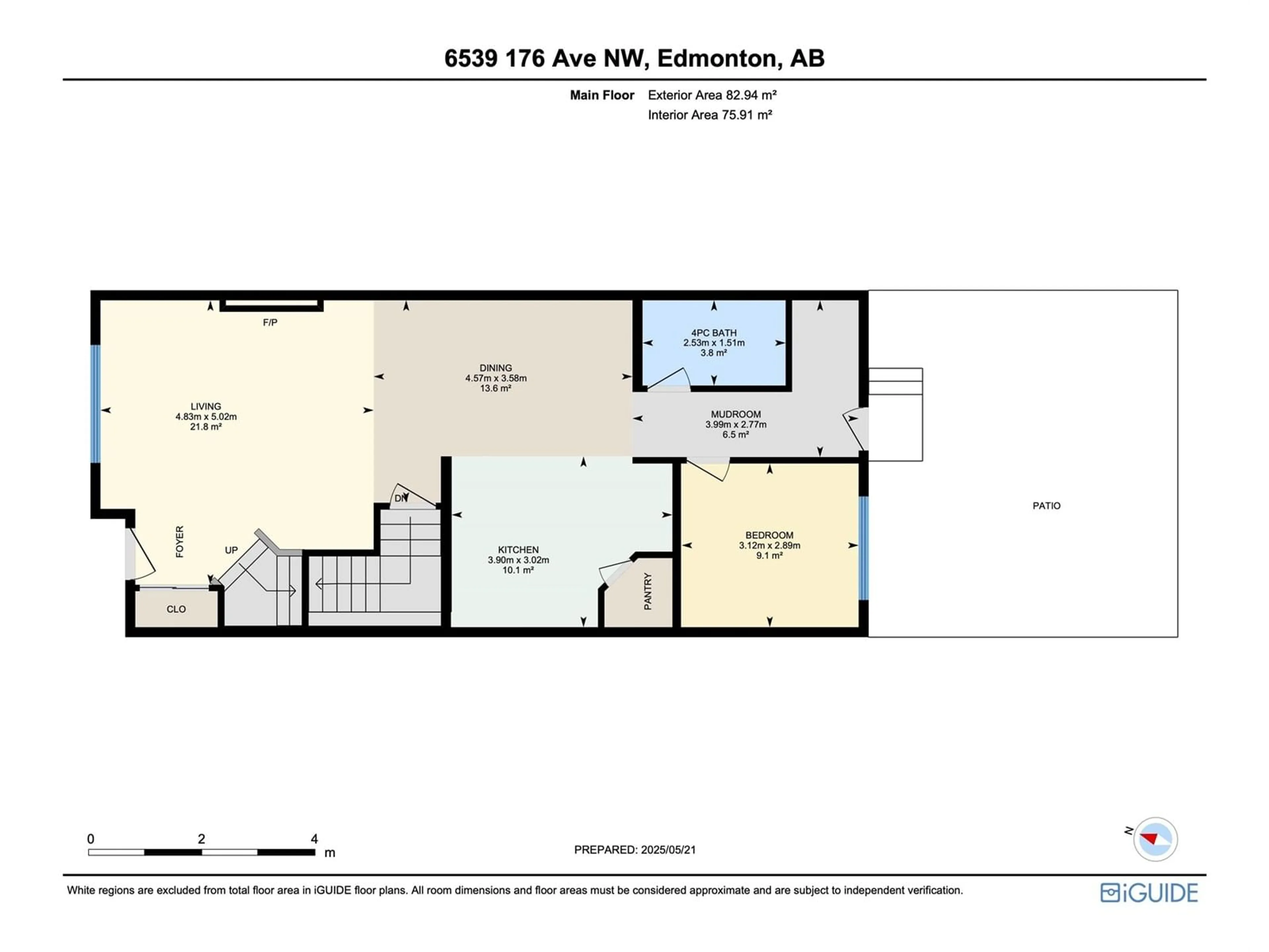 Floor plan for 6539 176 AV, Edmonton Alberta T5Y4B2