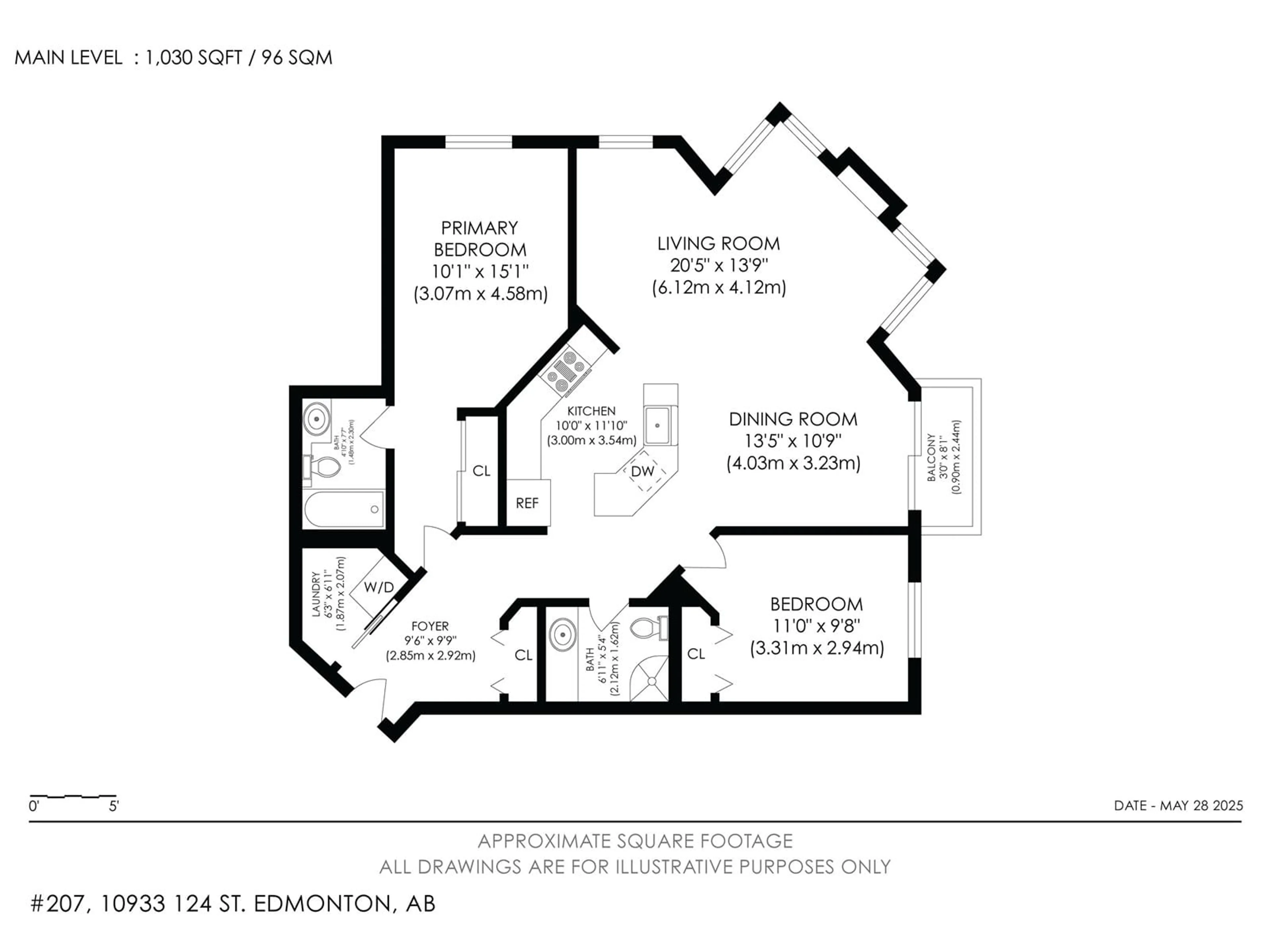 Floor plan for #207 - 10933 124 ST, Edmonton Alberta T5M4E1