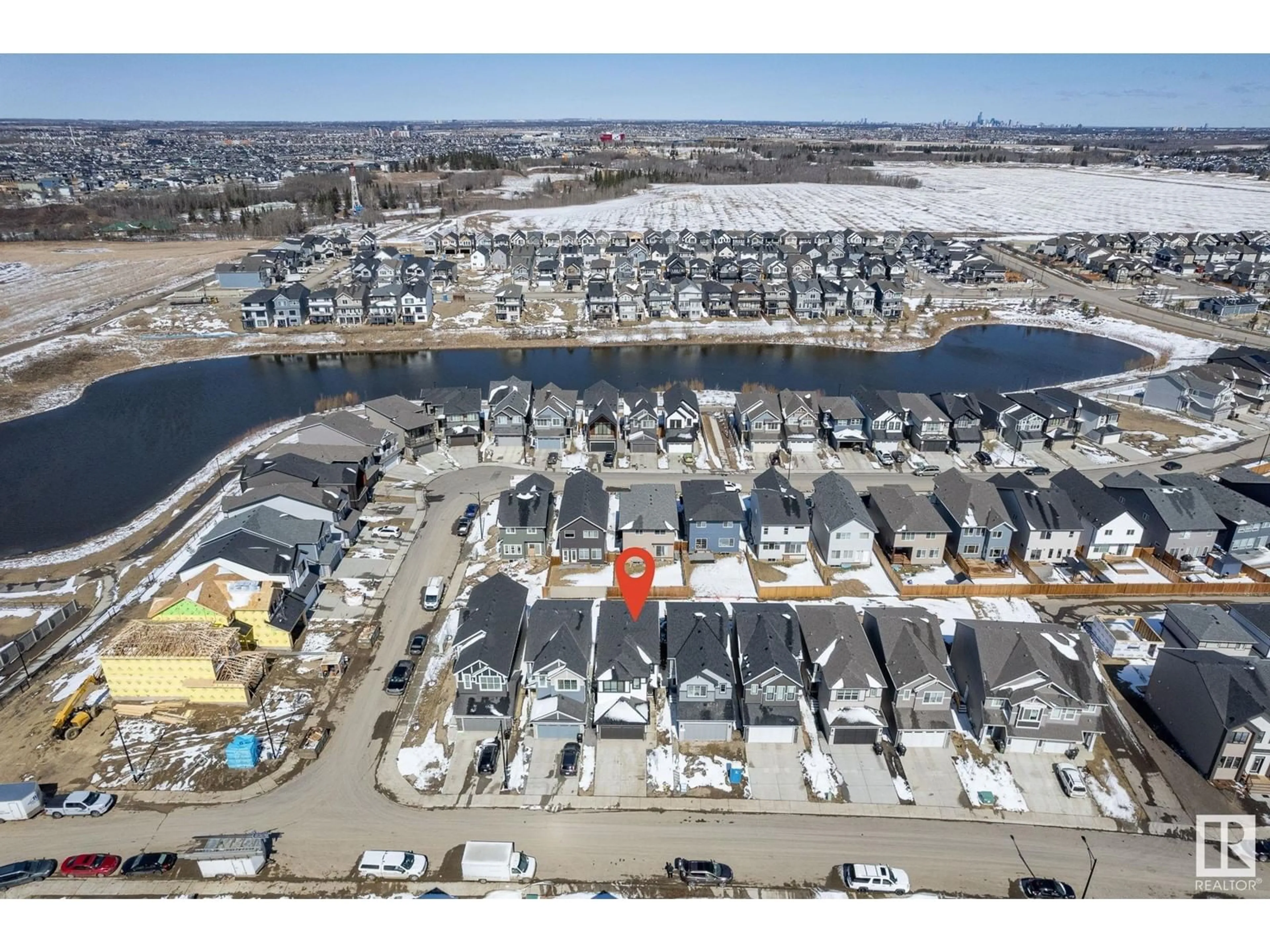A pic from outside/outdoor area/front of a property/back of a property/a pic from drone, water/lake/river/ocean view for 3884 CHRU PL, Edmonton Alberta T6W5B2