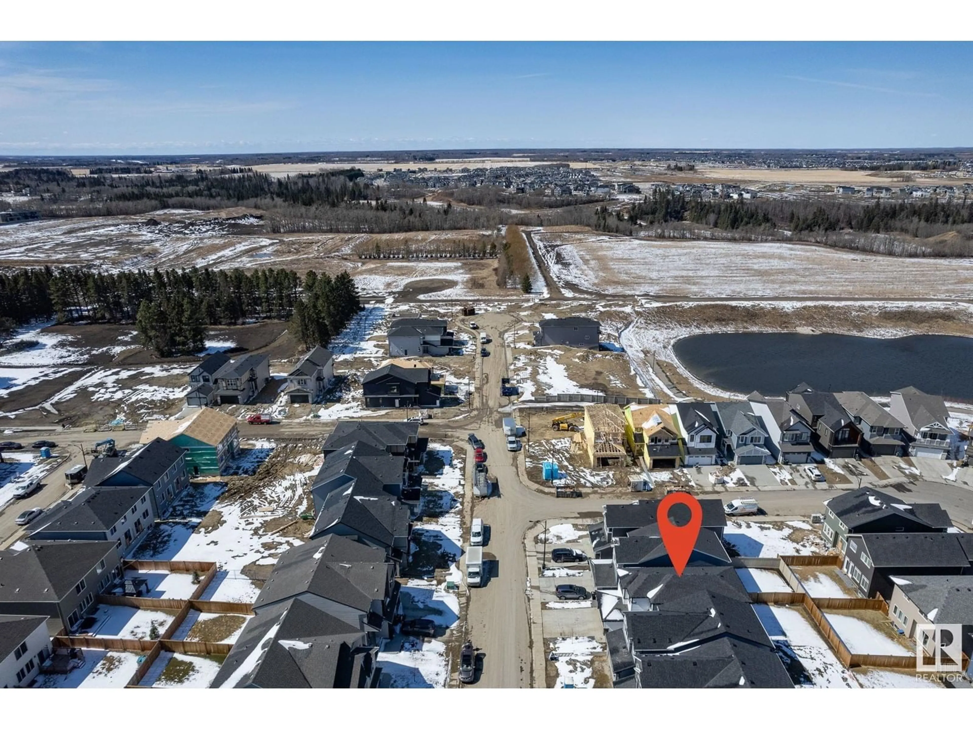 A pic from outside/outdoor area/front of a property/back of a property/a pic from drone, water/lake/river/ocean view for 3884 CHRU PL, Edmonton Alberta T6W5B2