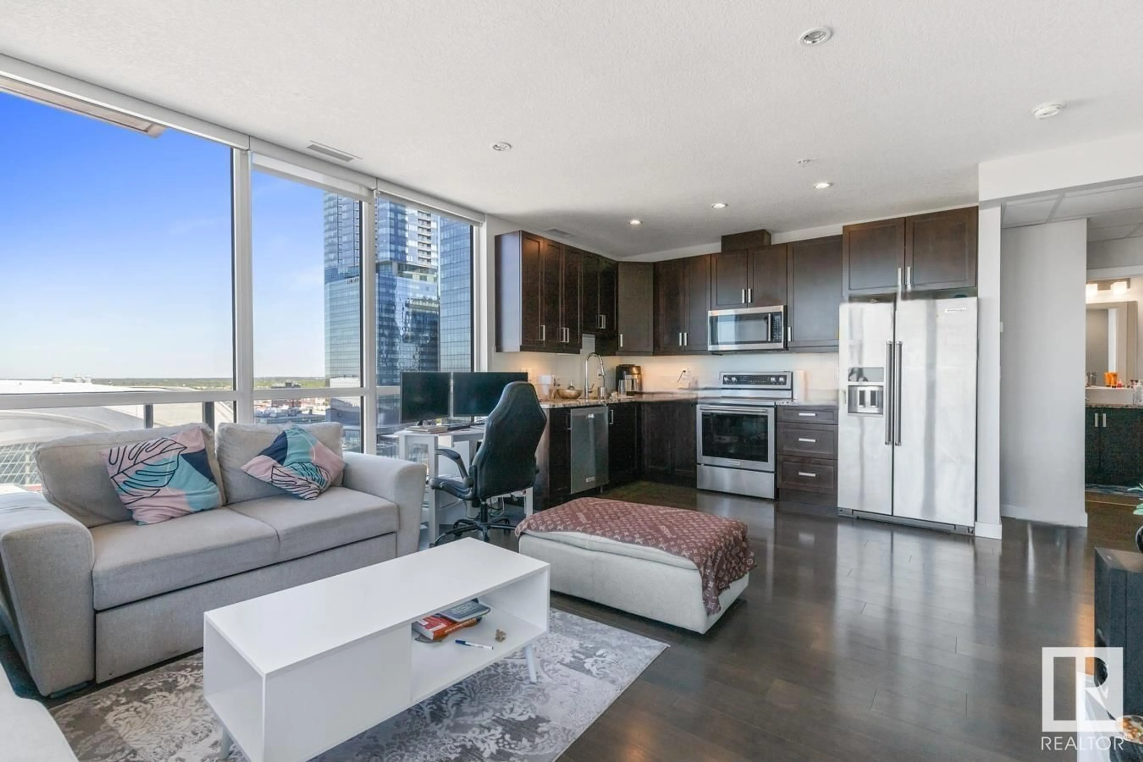 Living room with furniture, unknown for 1405 - 10238 103 ST NW, Edmonton Alberta T5J0G6