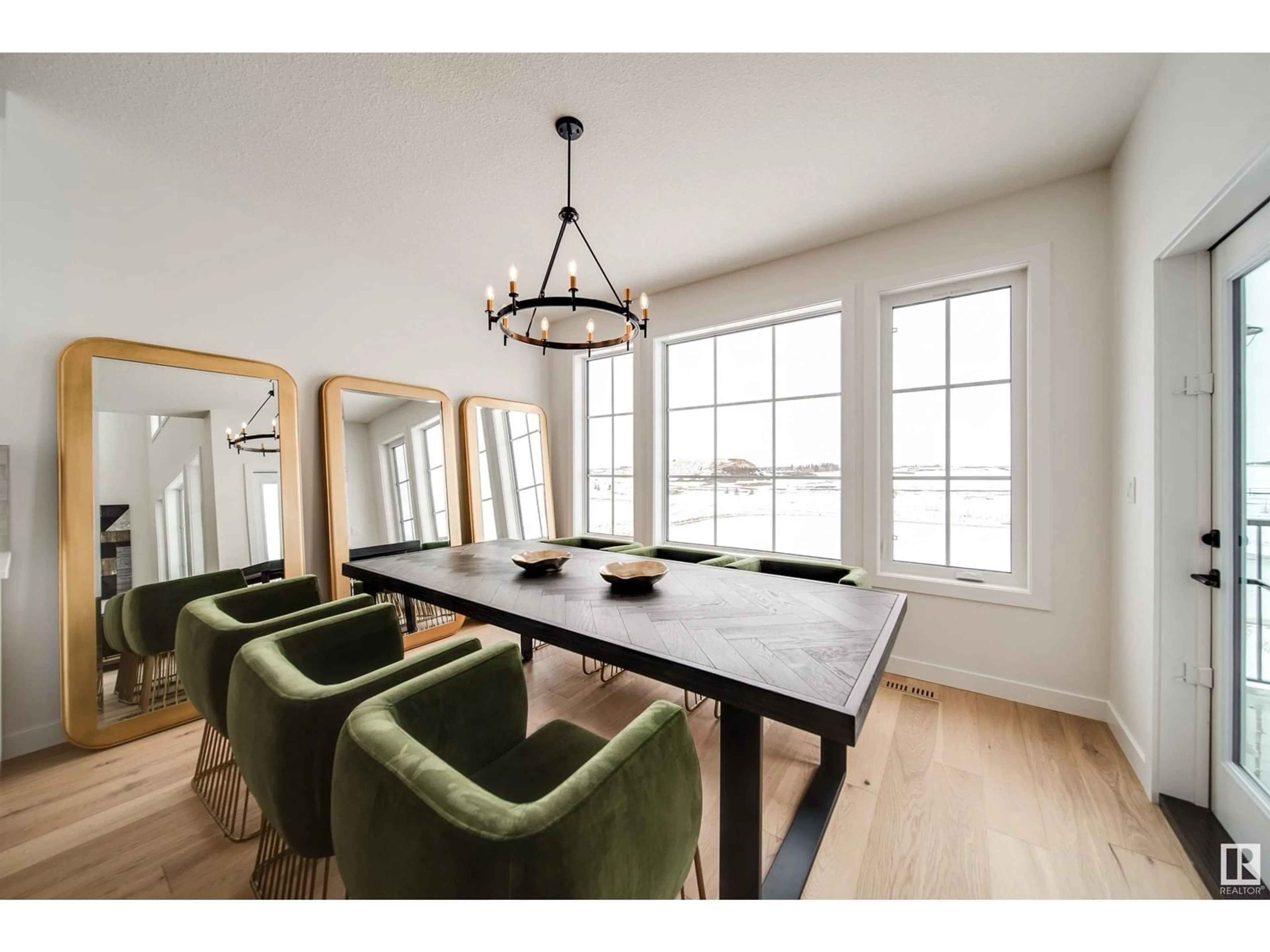 Dining room, wood/laminate floor for 14 CLOUTIER CL, St. Albert Alberta T8T2C9