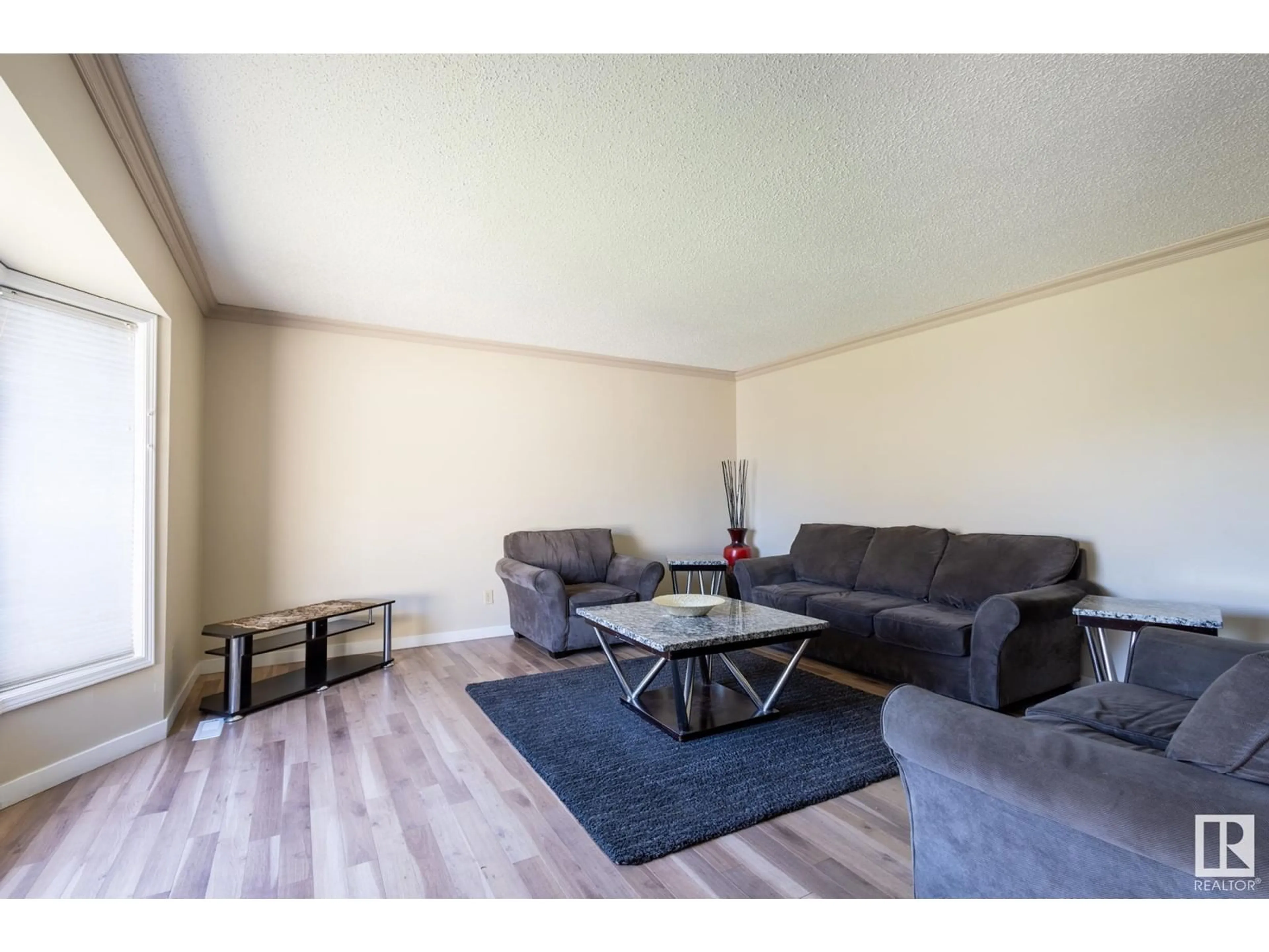 Living room with furniture, wood/laminate floor for 18012 96 ST, Edmonton Alberta T5Z2G5