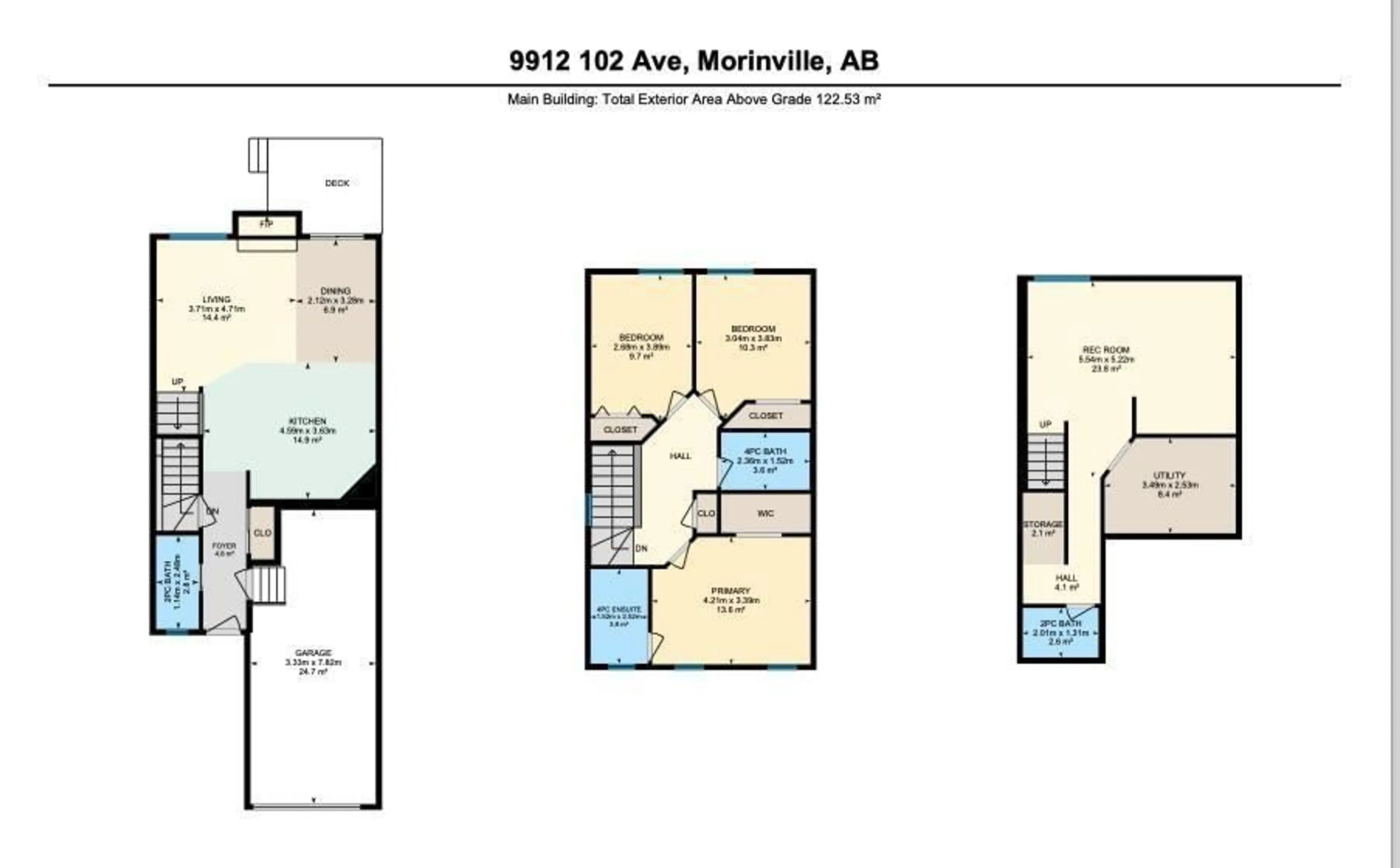 Floor plan for 9912 102 AV, Morinville Alberta T8R1V9