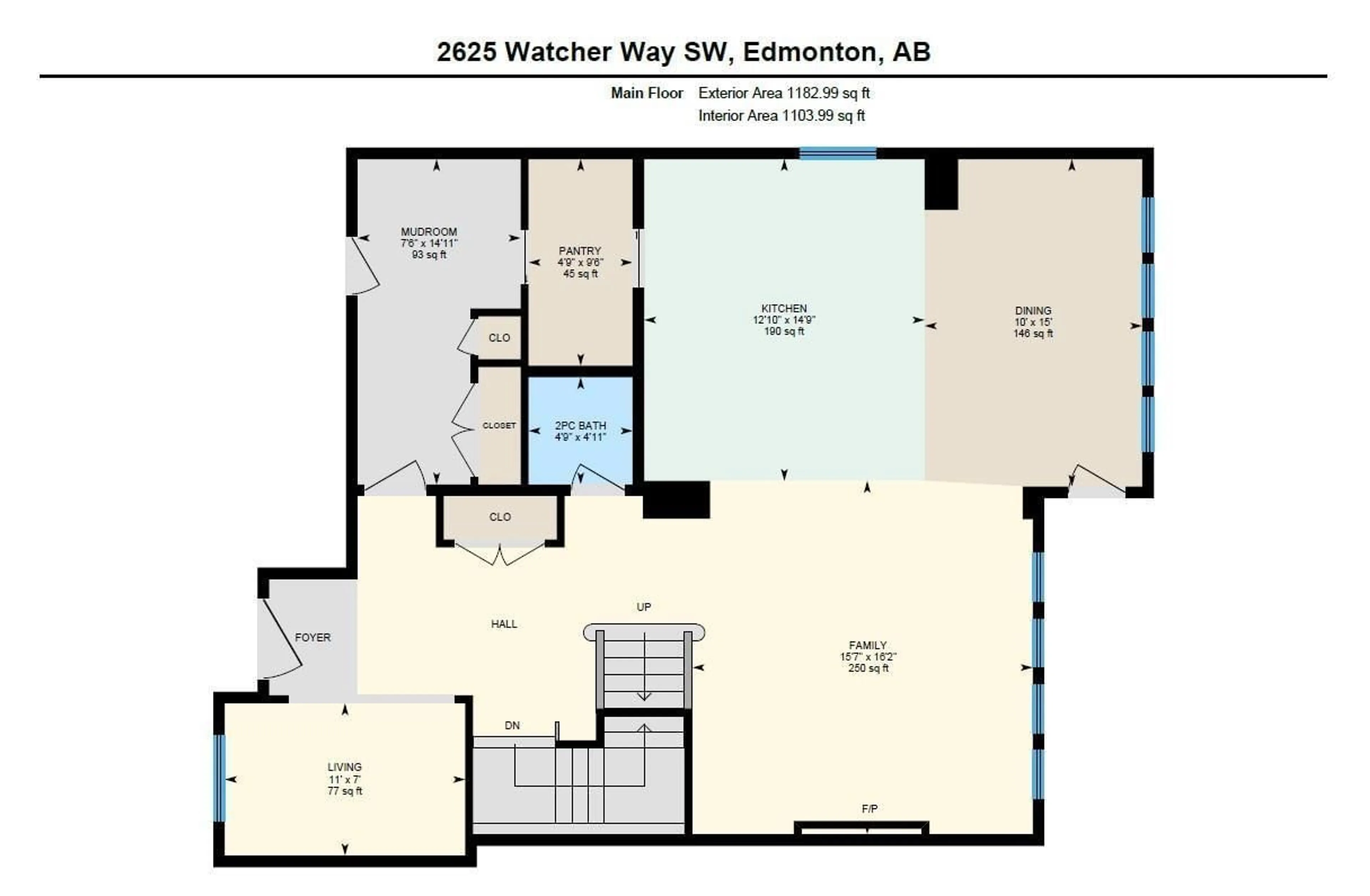 Floor plan for SW - 2625 WATCHER WY, Edmonton Alberta T6W0X7