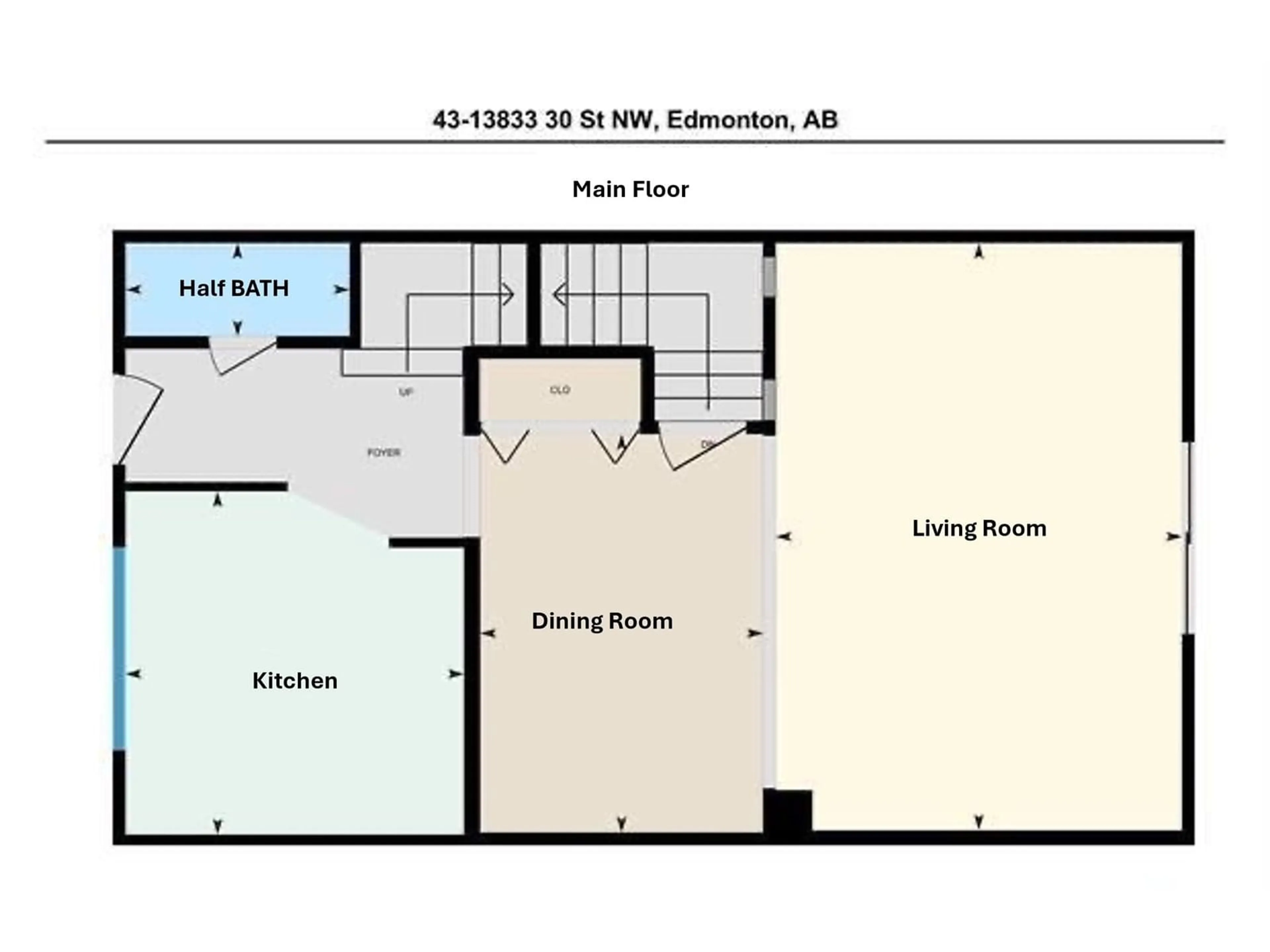 Floor plan for #43 - 13833 30 ST, Edmonton Alberta T5Y2B2