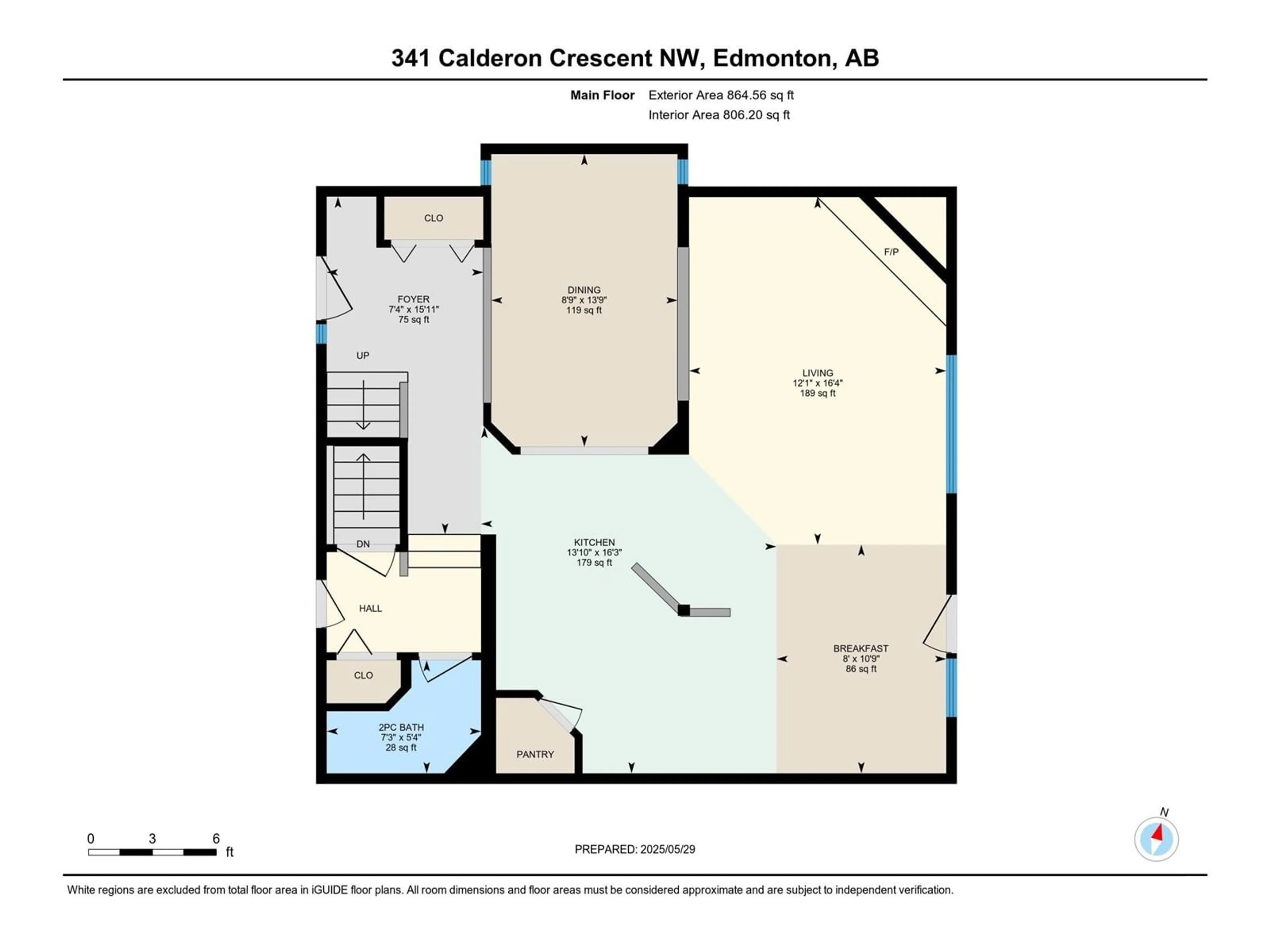 Floor plan for 341 CALDERON CR, Edmonton Alberta T6V1R4