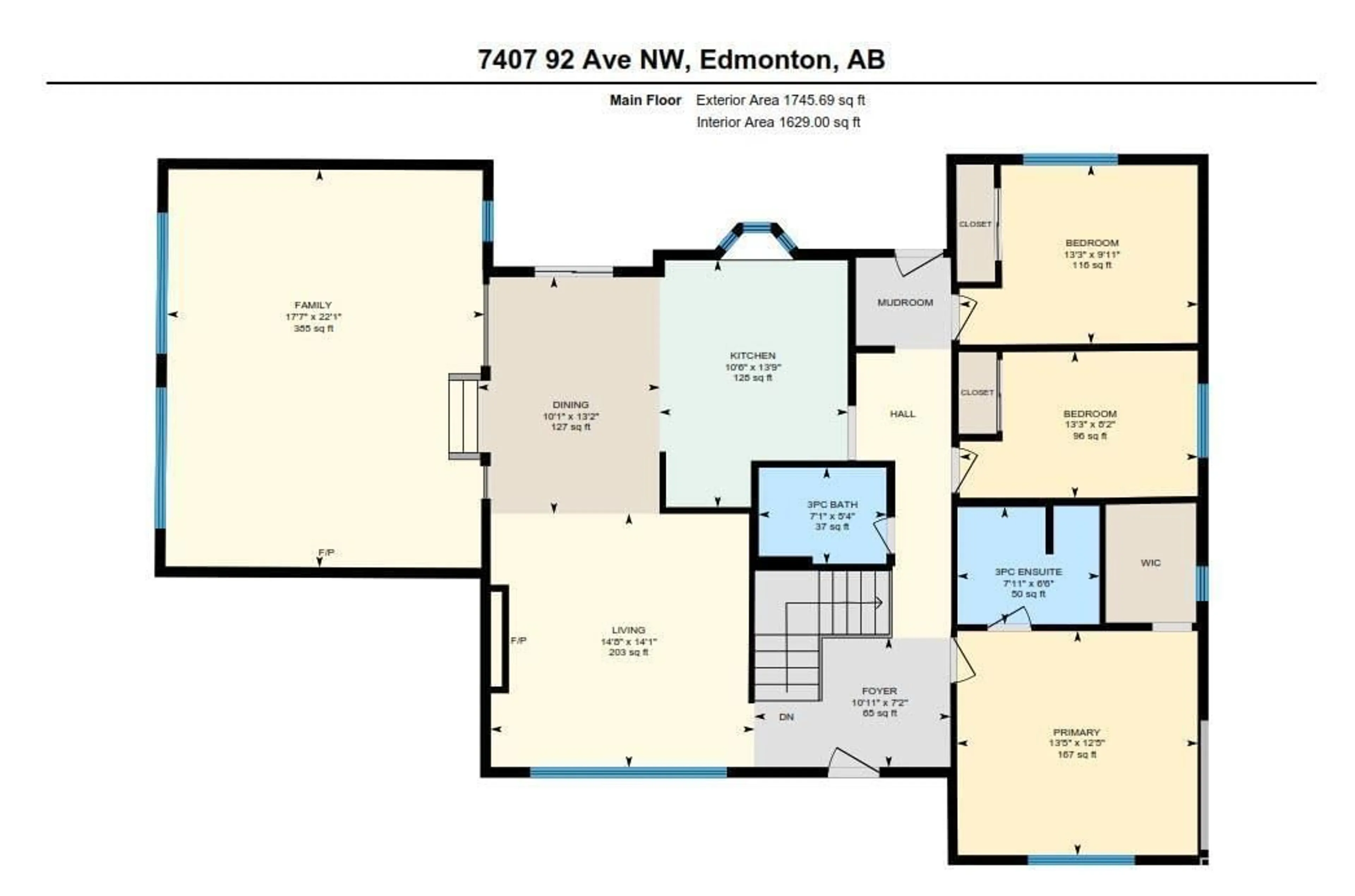 Floor plan for 7407 92 AV, Edmonton Alberta T6B0S8