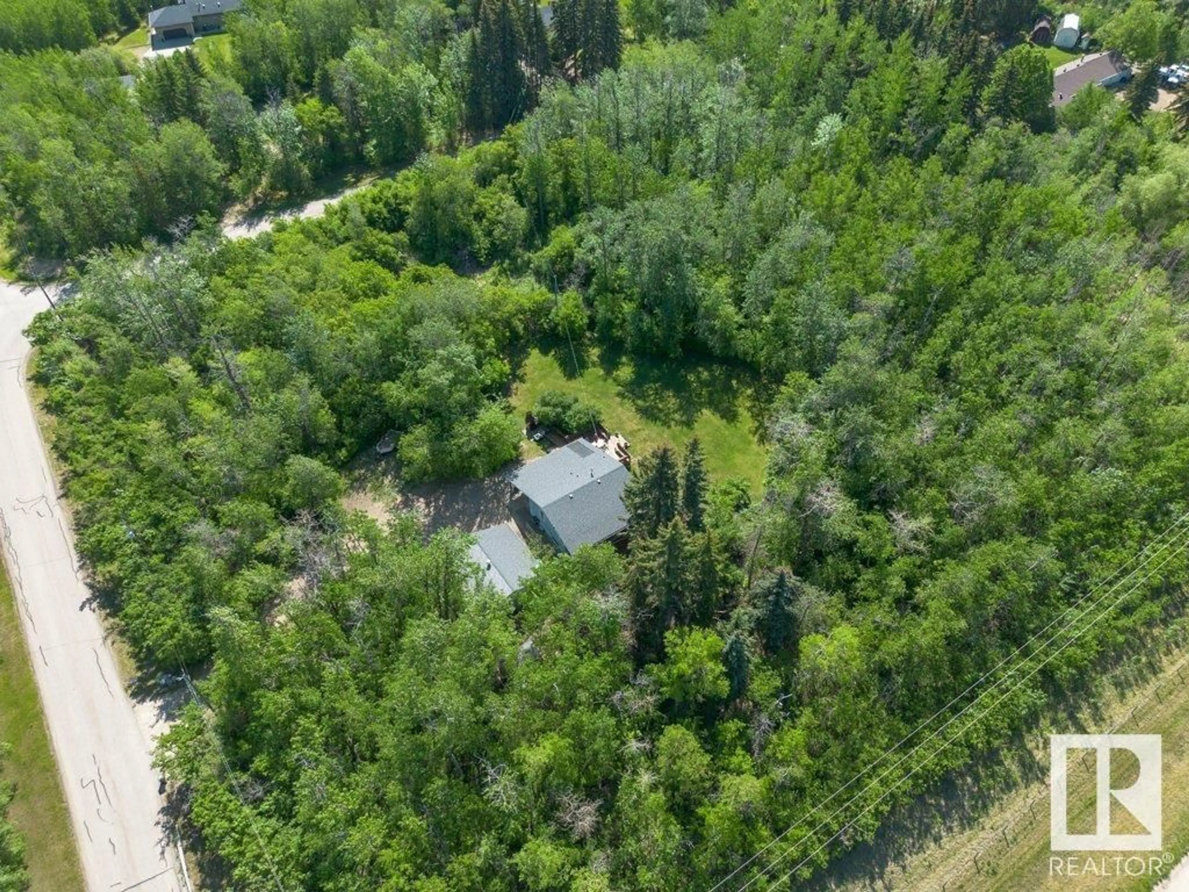A pic from outside/outdoor area/front of a property/back of a property/a pic from drone, forest/trees view for 22560 - 62 WYE RD, Rural Strathcona County Alberta T8A4T6