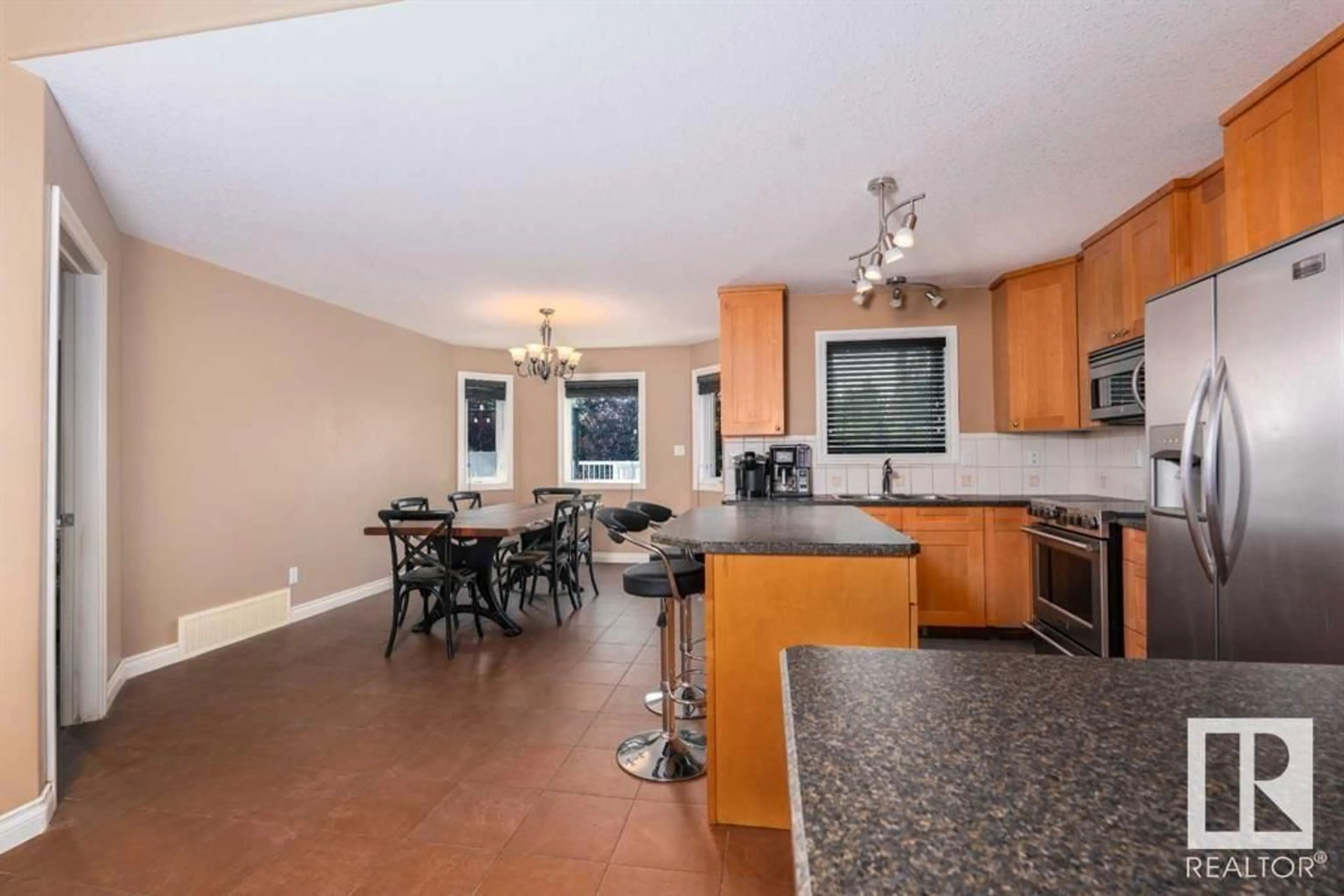 Open concept kitchen, ceramic/tile floor for 3712 69 ST, Camrose Alberta T4V5B7