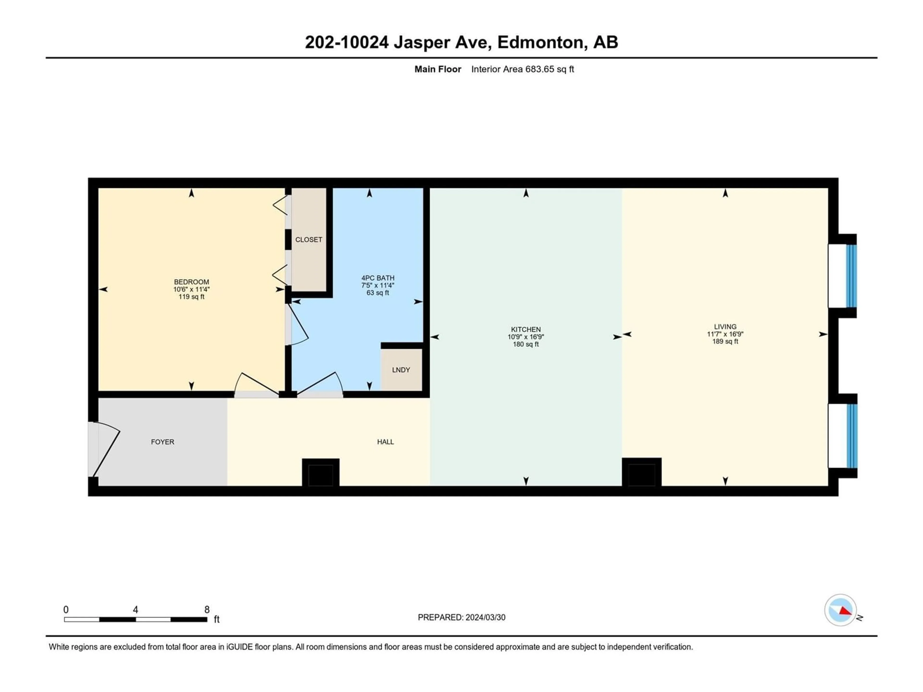 Floor plan for 202 - 10024 JASPER AV, Edmonton Alberta T5J1R9