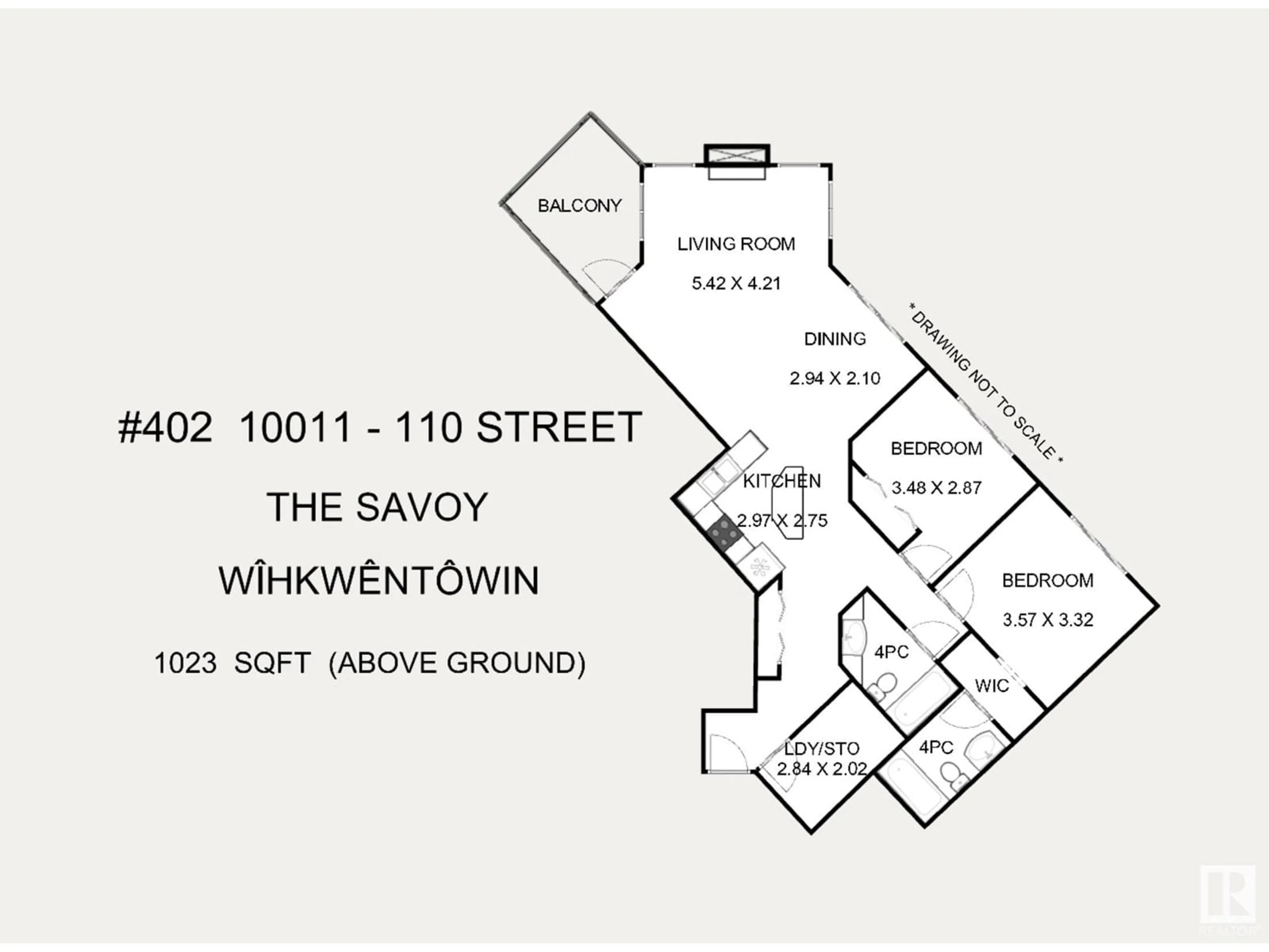 Floor plan for #402 - 10011 110 ST, Edmonton Alberta T5K2X1