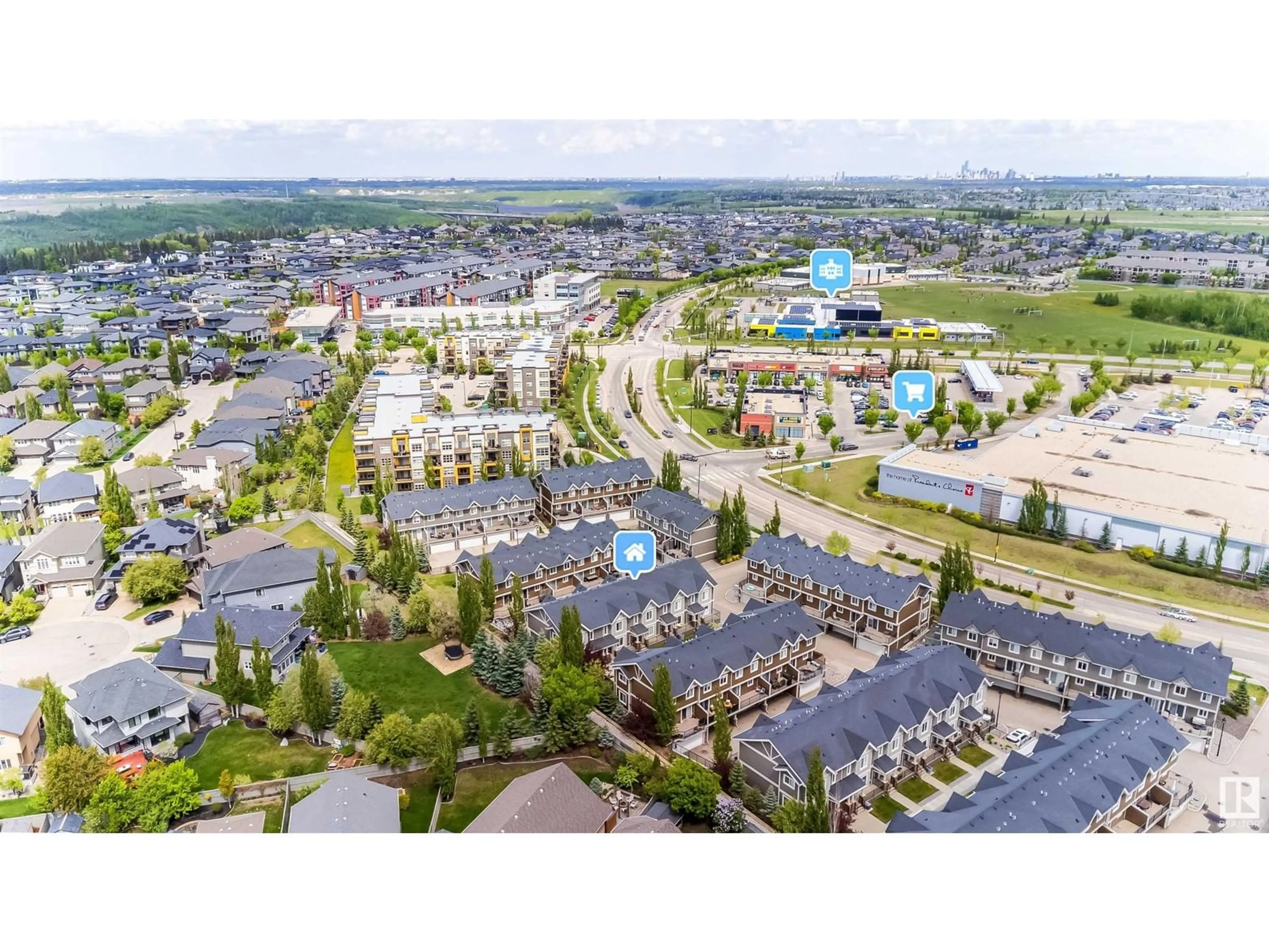 A pic from outside/outdoor area/front of a property/back of a property/a pic from drone, unknown for #20 - 1150 WINDERMERE WY, Edmonton Alberta T6W2B6