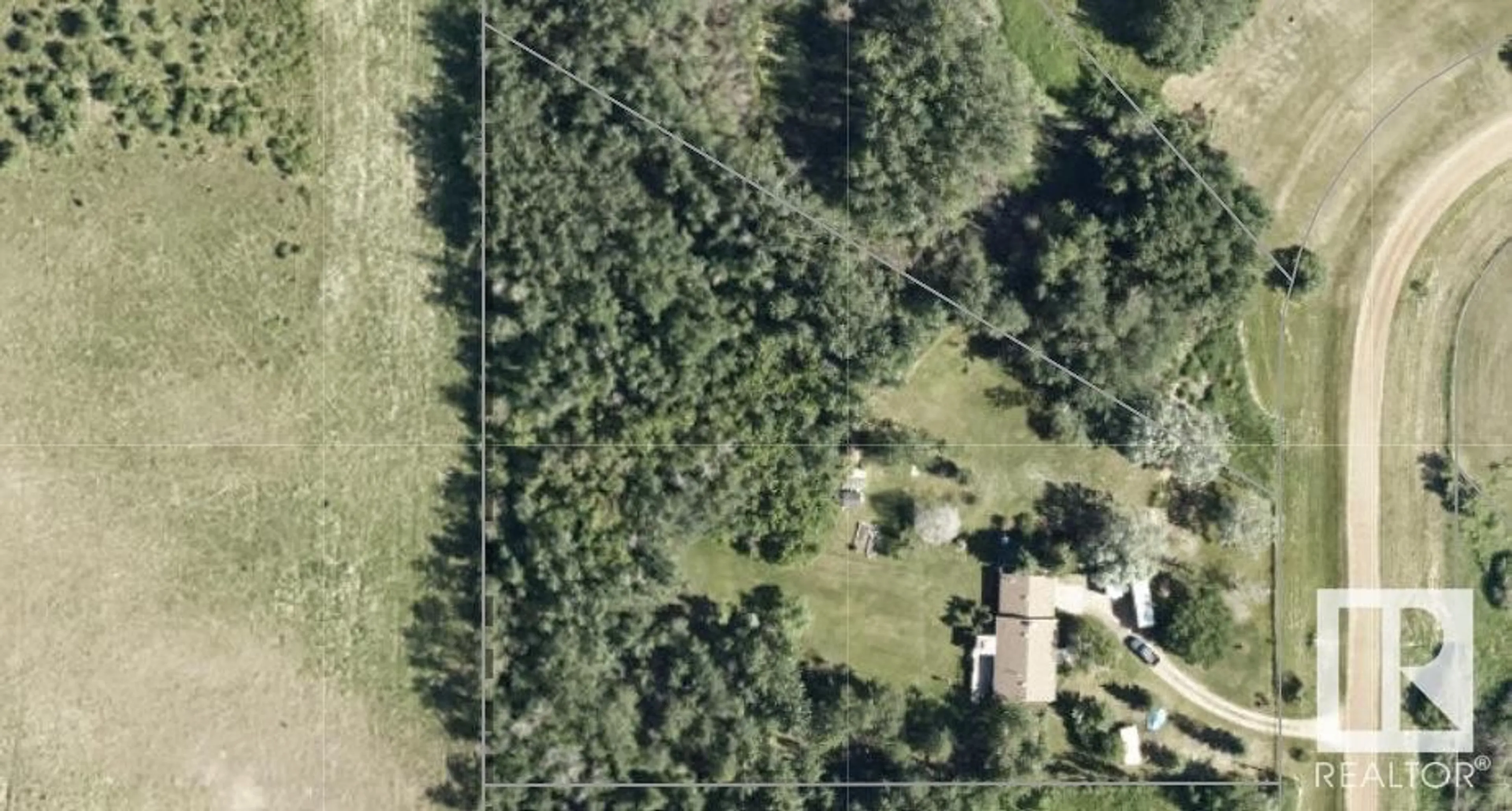 A pic from outside/outdoor area/front of a property/back of a property/a pic from drone, forest/trees view for 19 - 57104 HWY 38, Rural Sturgeon County Alberta T0A2W0