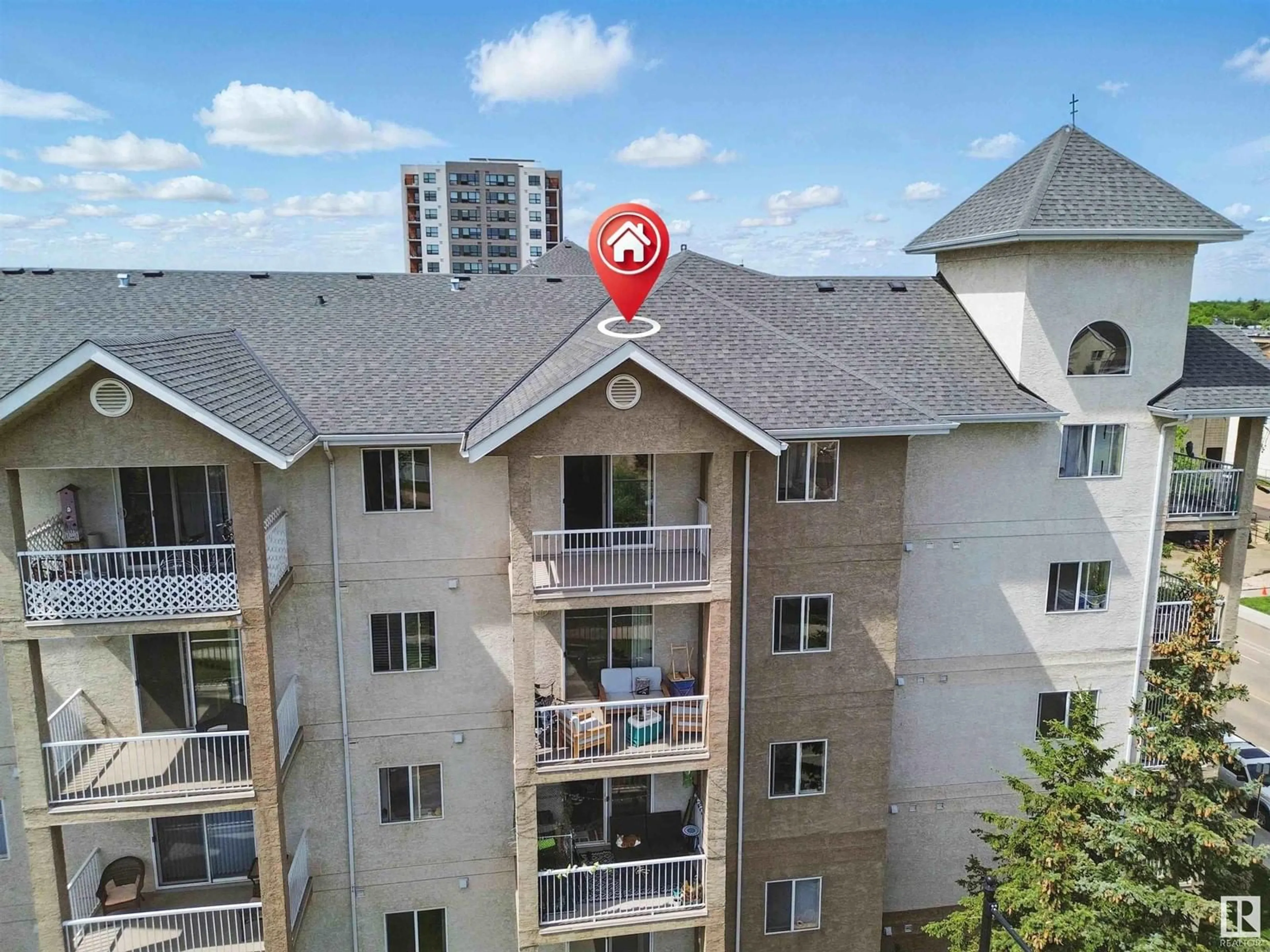 A pic from outside/outdoor area/front of a property/back of a property/a pic from drone, city buildings view from balcony for 520 - 10535 122 ST, Edmonton Alberta T5N4B7