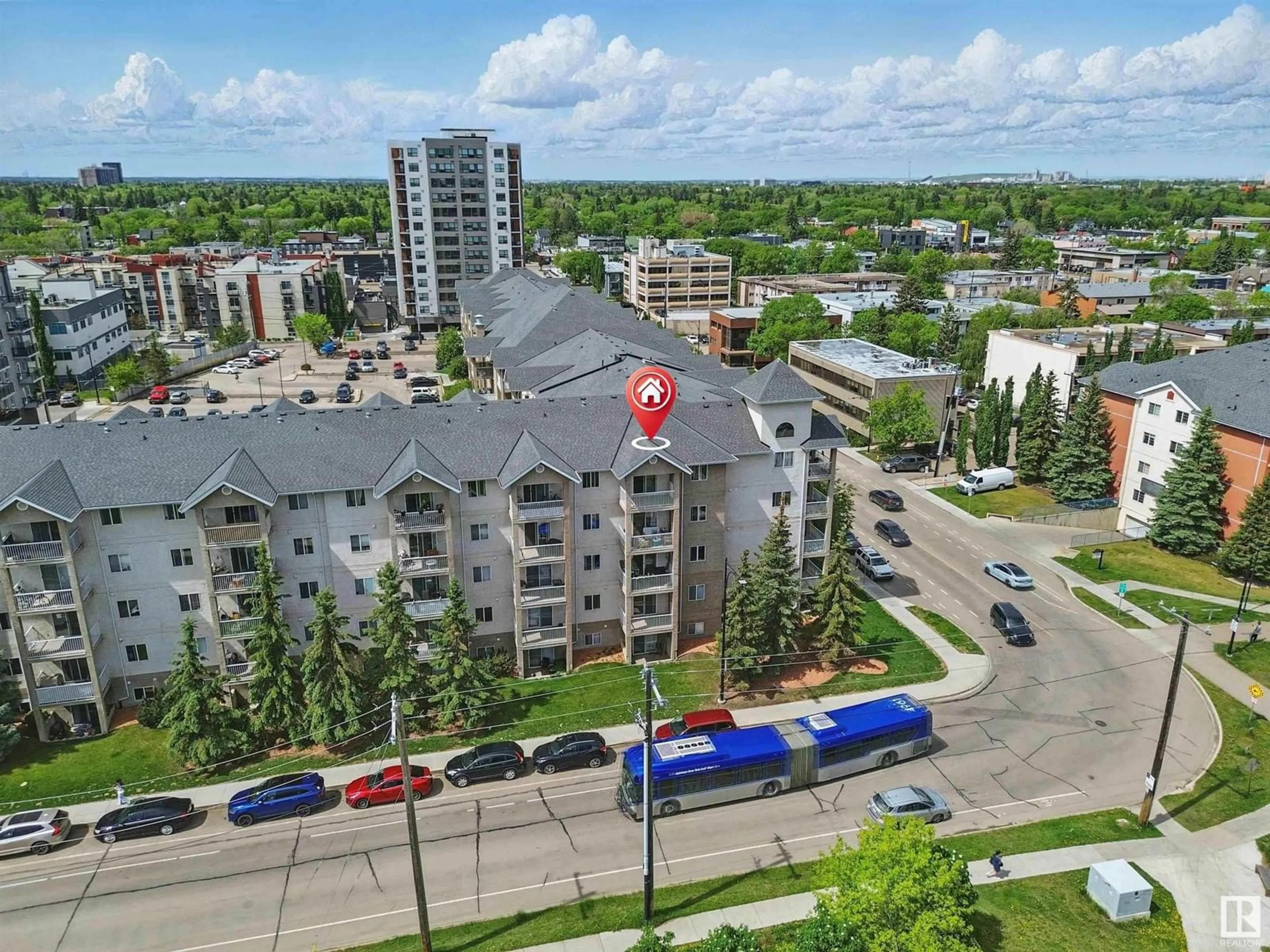 A pic from outside/outdoor area/front of a property/back of a property/a pic from drone, city buildings view from balcony for 520 - 10535 122 ST, Edmonton Alberta T5N4B7