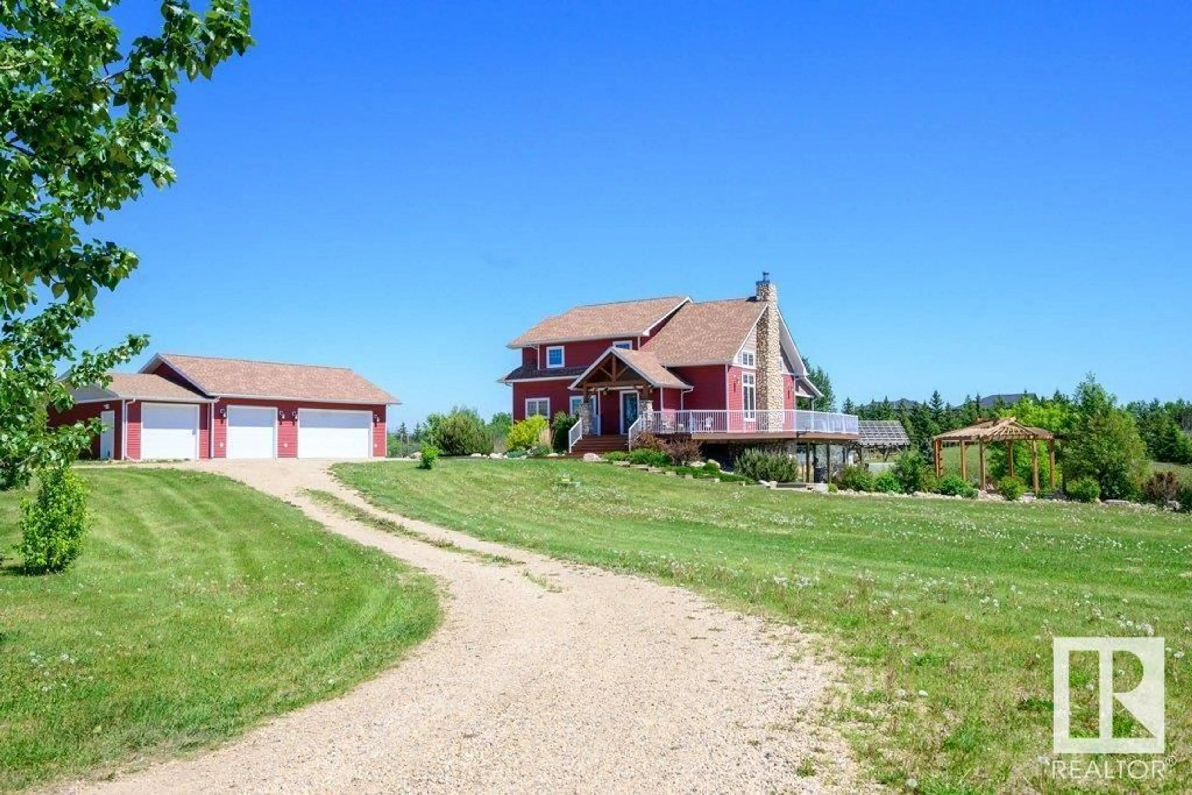 A pic from outside/outdoor area/front of a property/back of a property/a pic from drone, street for 27 54108 RGE ROAD 280, Rural Parkland County Alberta T7X3V3