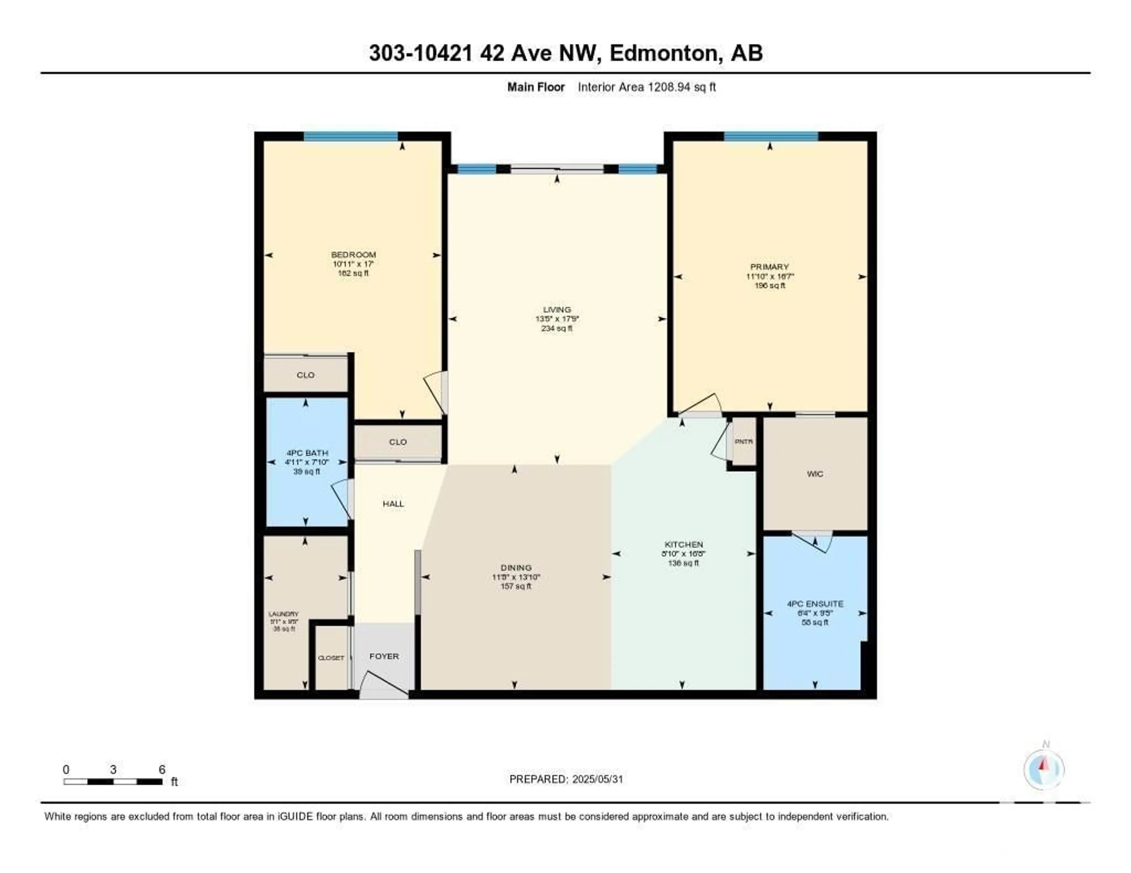 Floor plan for #303 - 10421 42 AV, Edmonton Alberta T6J7C8