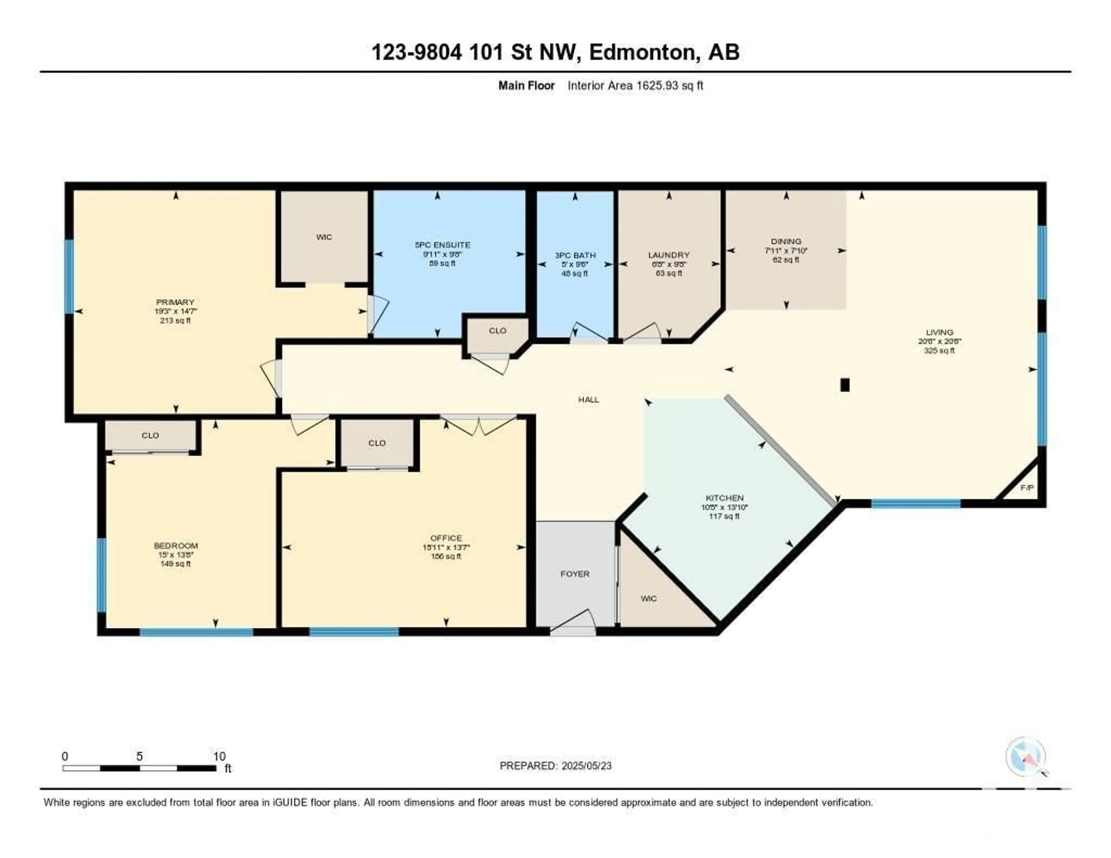Floor plan for #123 - 9804 101 ST, Edmonton Alberta T5K2X3