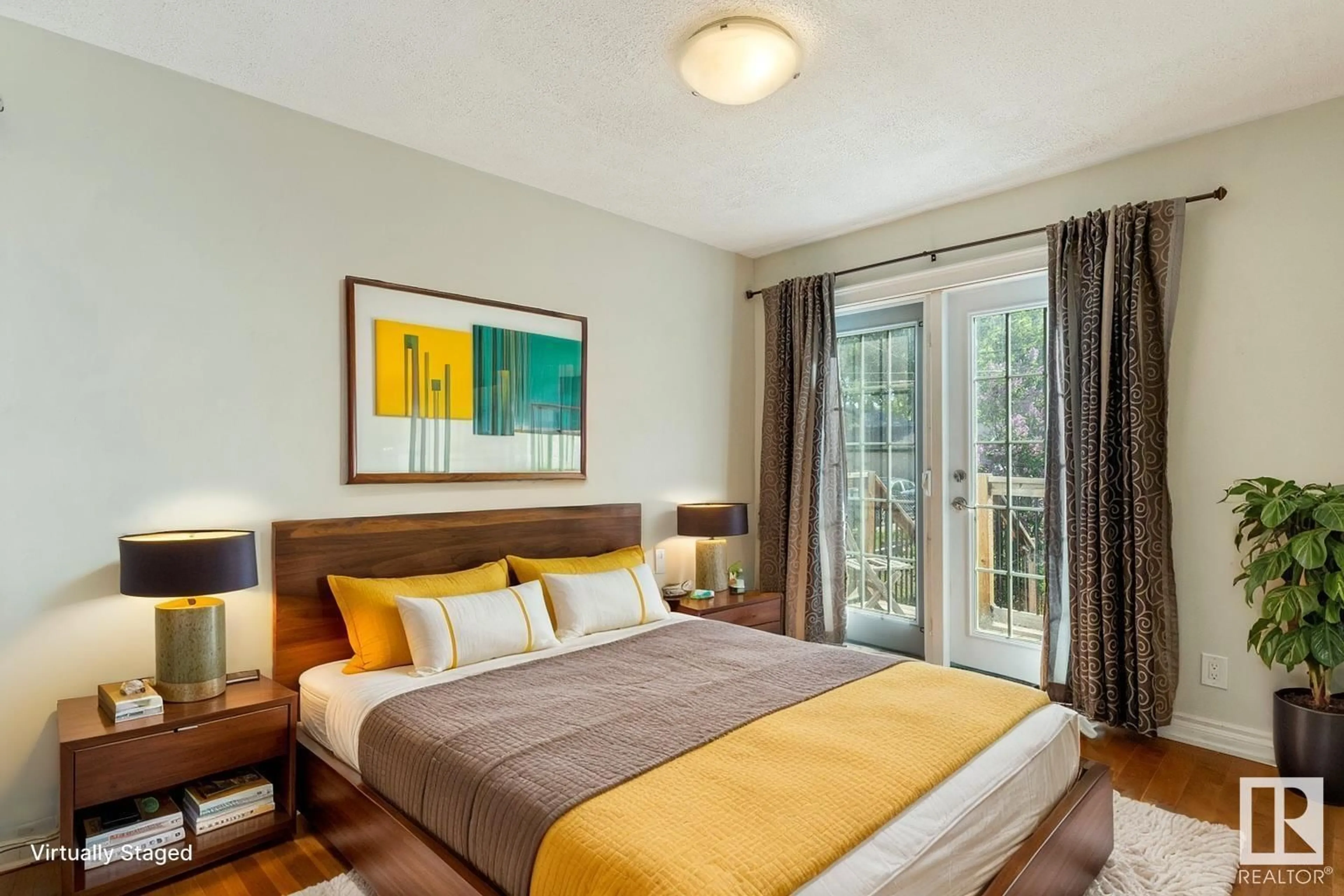 Bedroom with bed, wood/laminate floor for 11511 89 ST, Edmonton Alberta T5B3V1