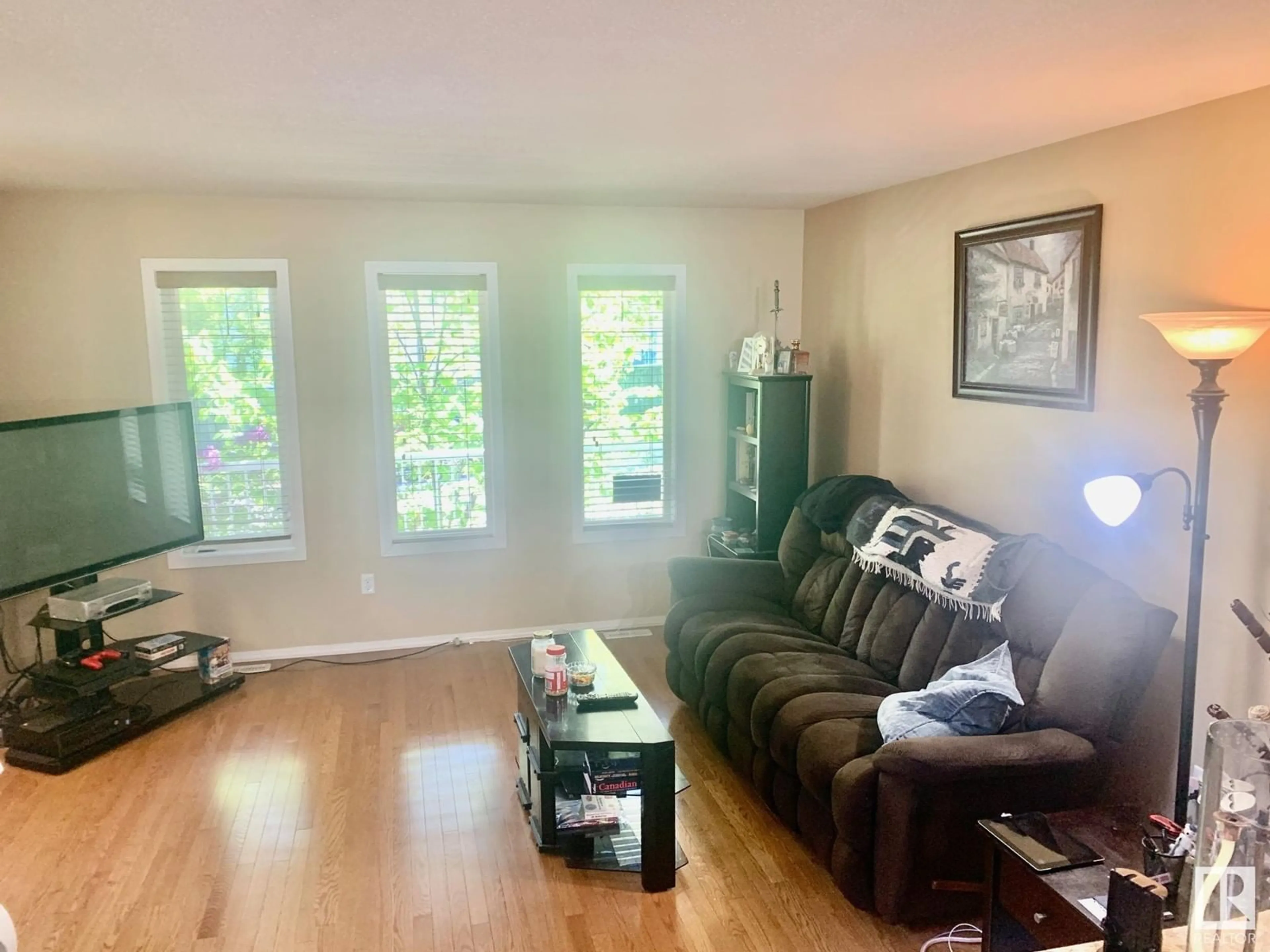 Living room with furniture, wood/laminate floor for E - 47 SPRUCE VILLAGE DR, Spruce Grove Alberta T7X0H1