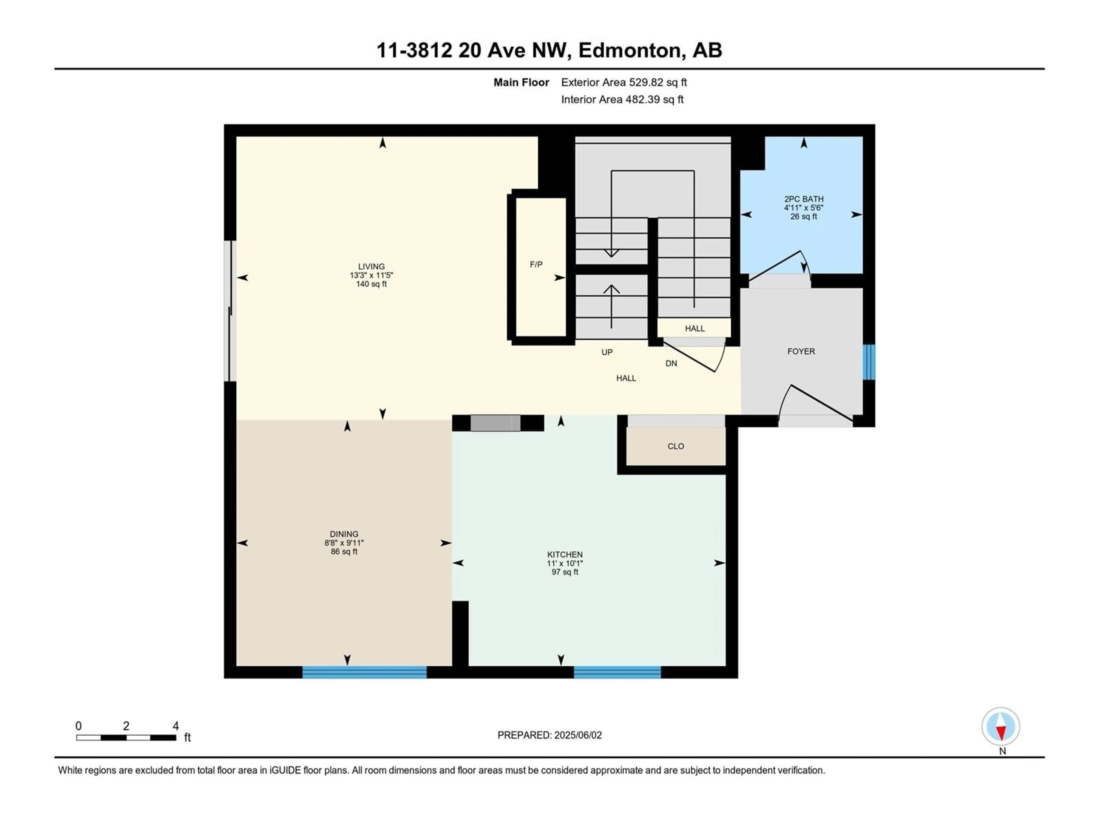 Floor plan for 11 - 3812 20 AV, Edmonton Alberta T6L4B2