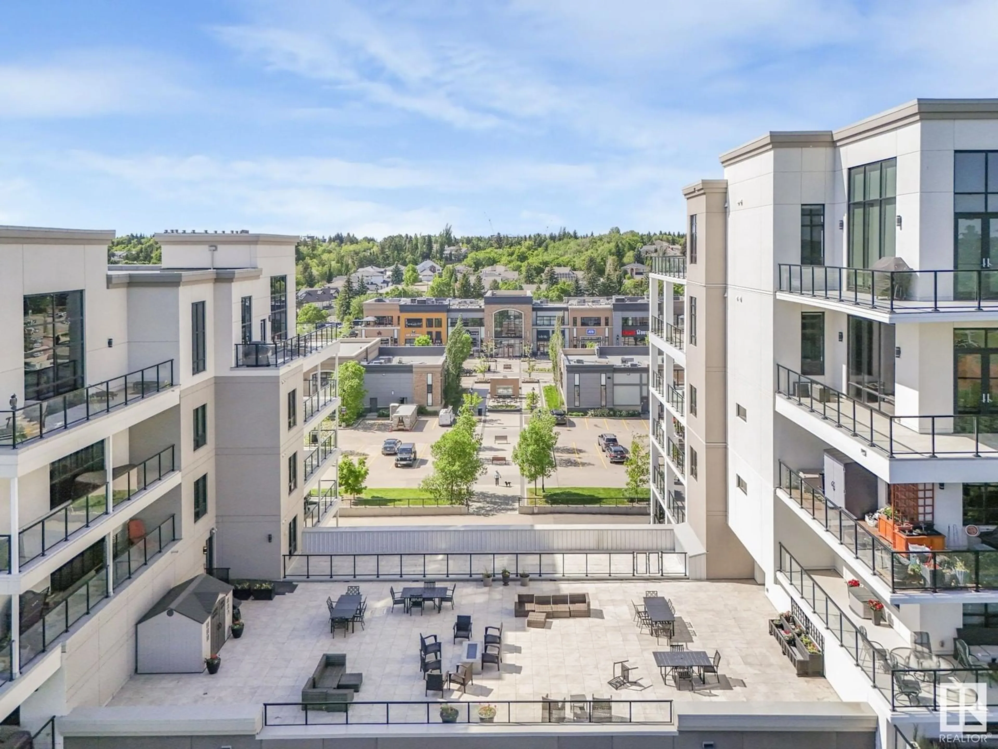 A pic from outside/outdoor area/front of a property/back of a property/a pic from drone, city buildings view from balcony for 708 - 200 BELLEROSE DR, St. Albert Alberta T8N7P7
