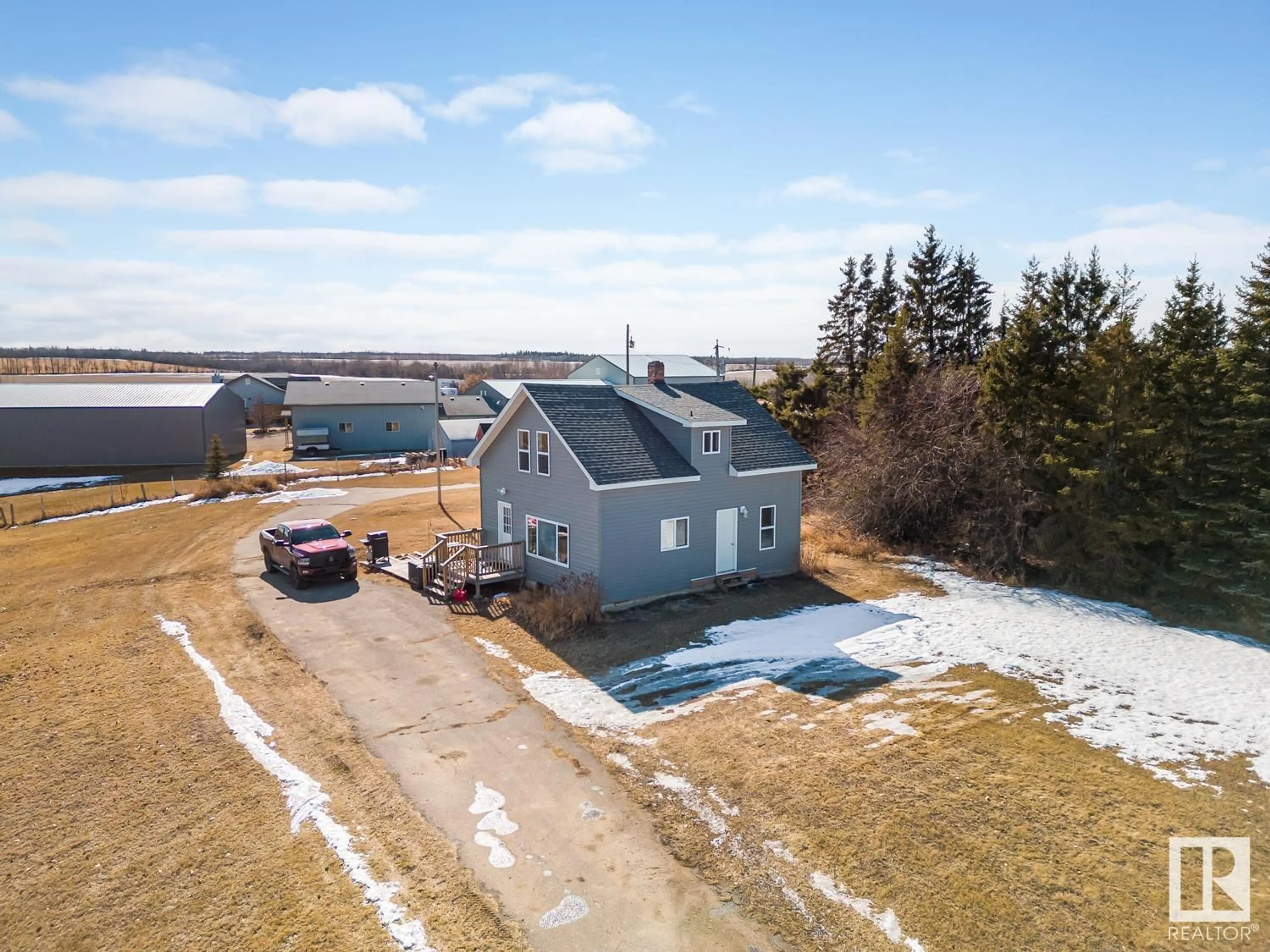 A pic from outside/outdoor area/front of a property/back of a property/a pic from drone, building for 46127 TWP RD 610, Rural Bonnyville M.D. Alberta T9N2J6