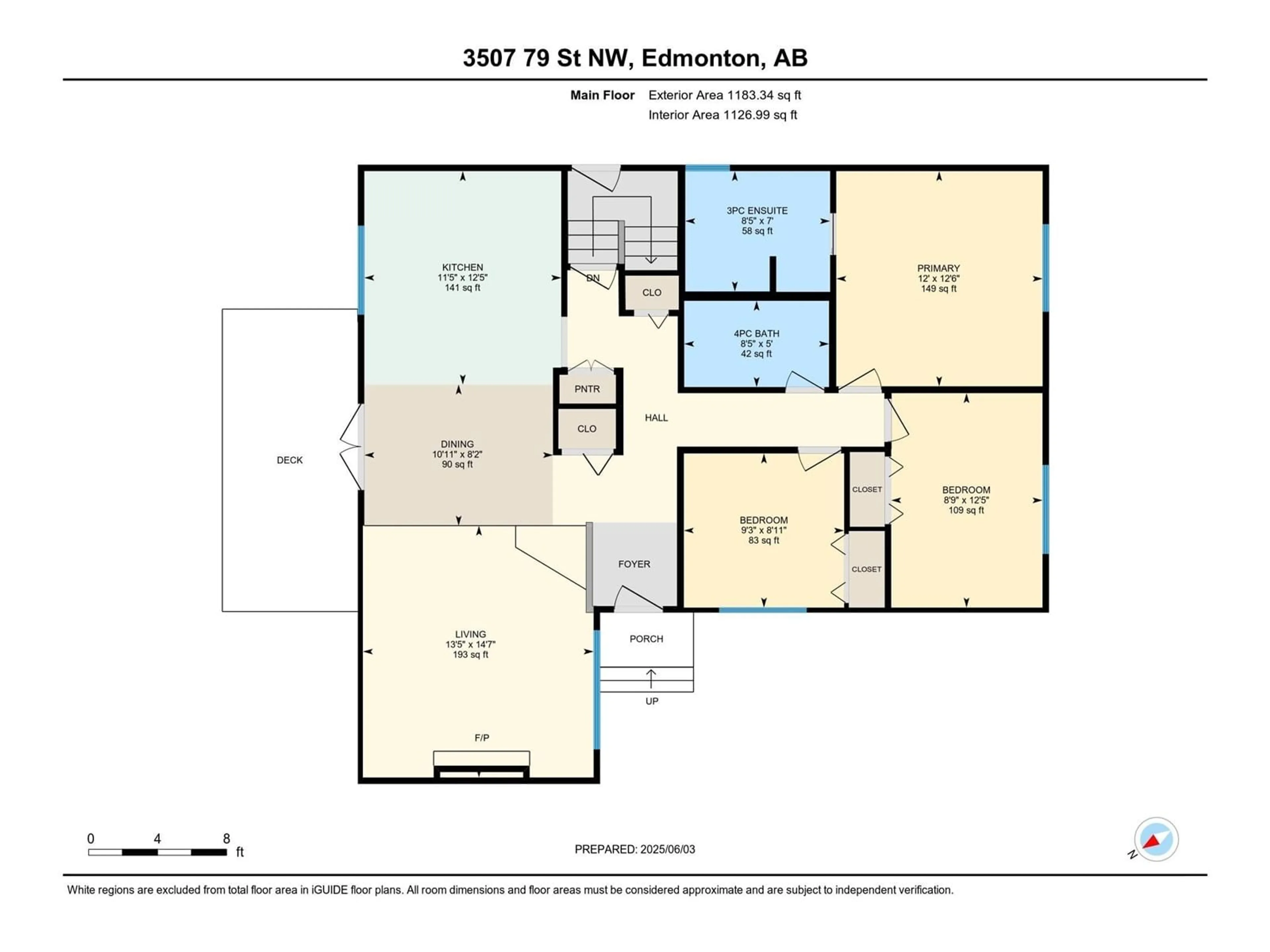 Floor plan for 3507 79 ST, Edmonton Alberta T6K0G1