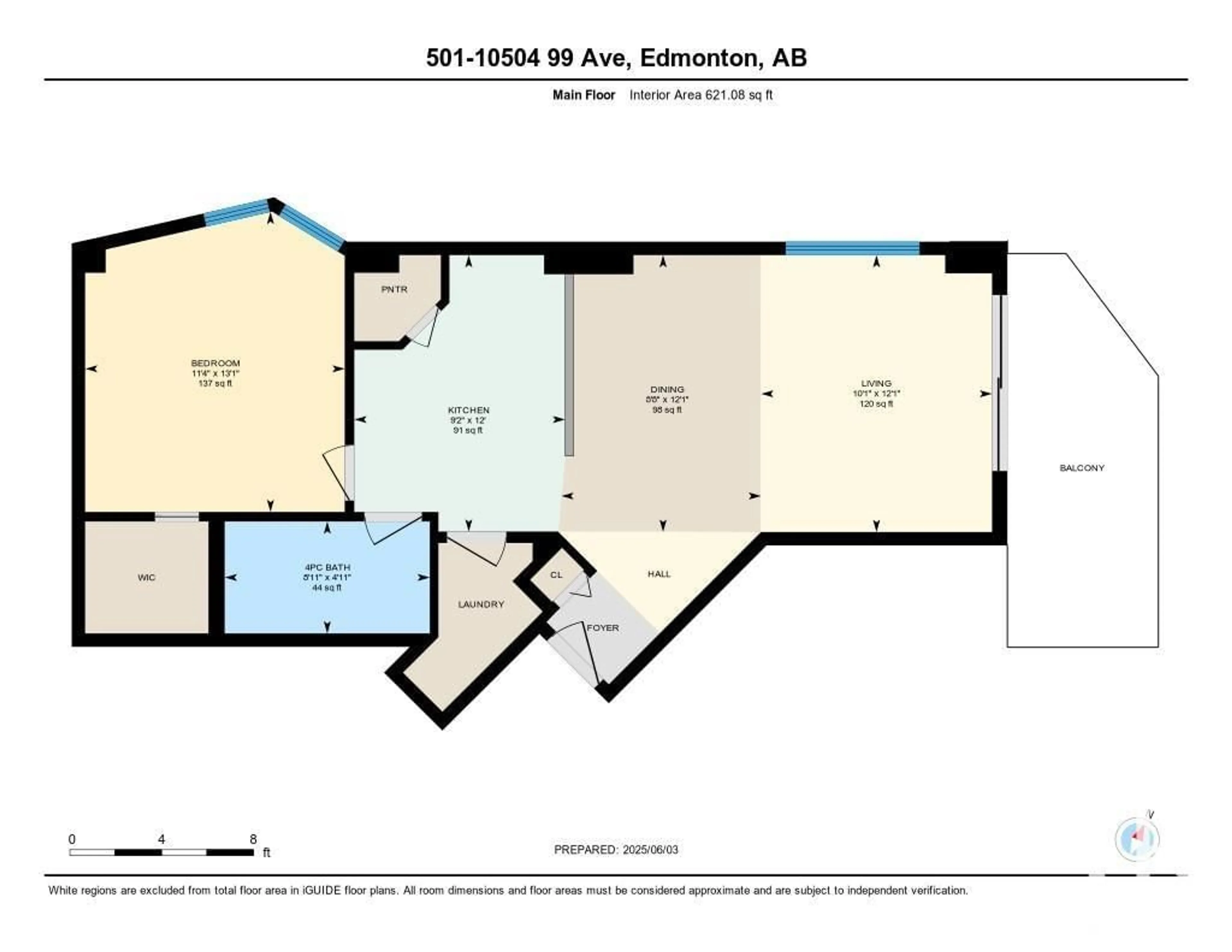 Floor plan for #501 - 10504 99 AV, Edmonton Alberta T5K1B2