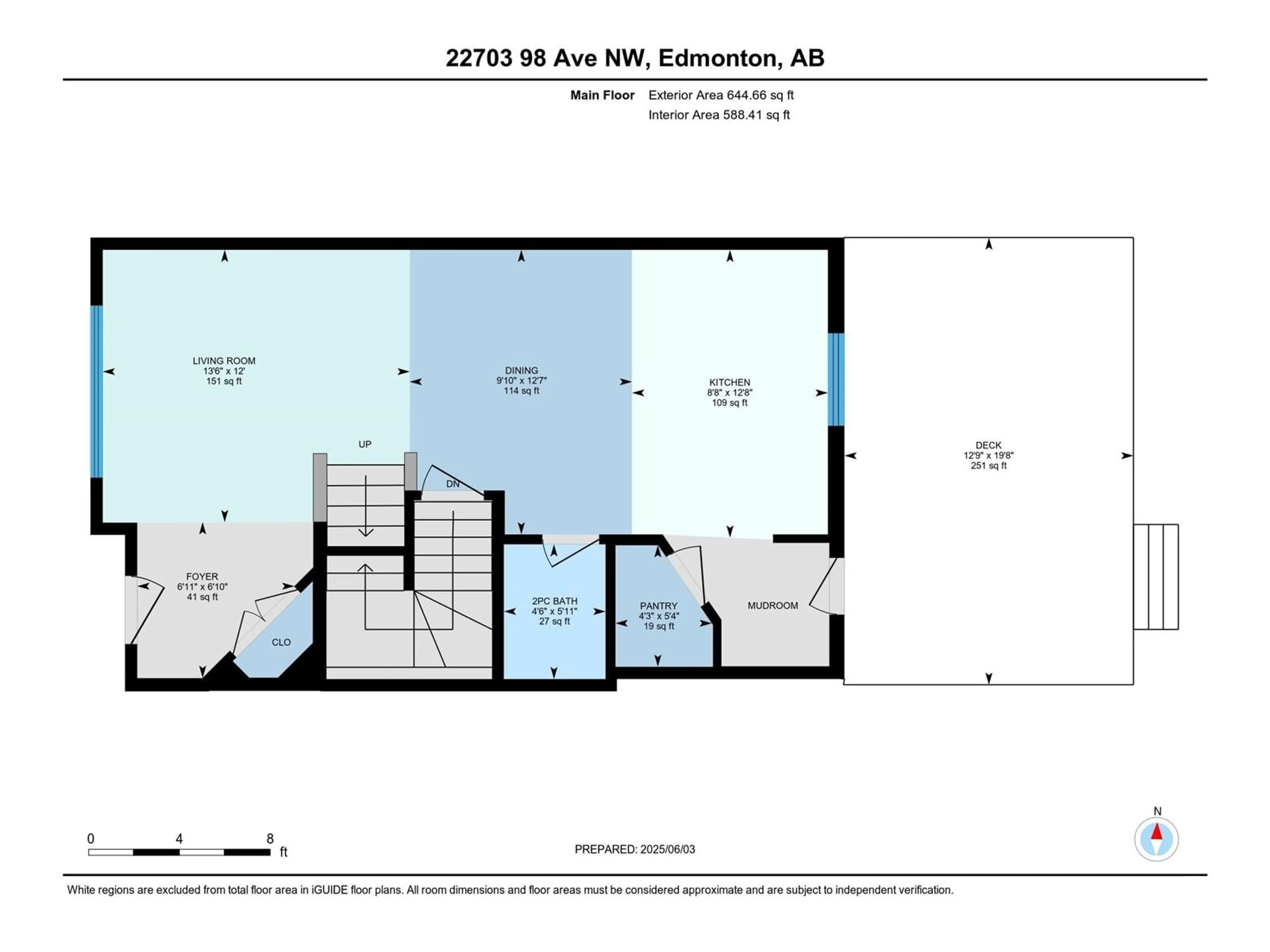 Floor plan for 22703 98 AV, Edmonton Alberta T5T7M4