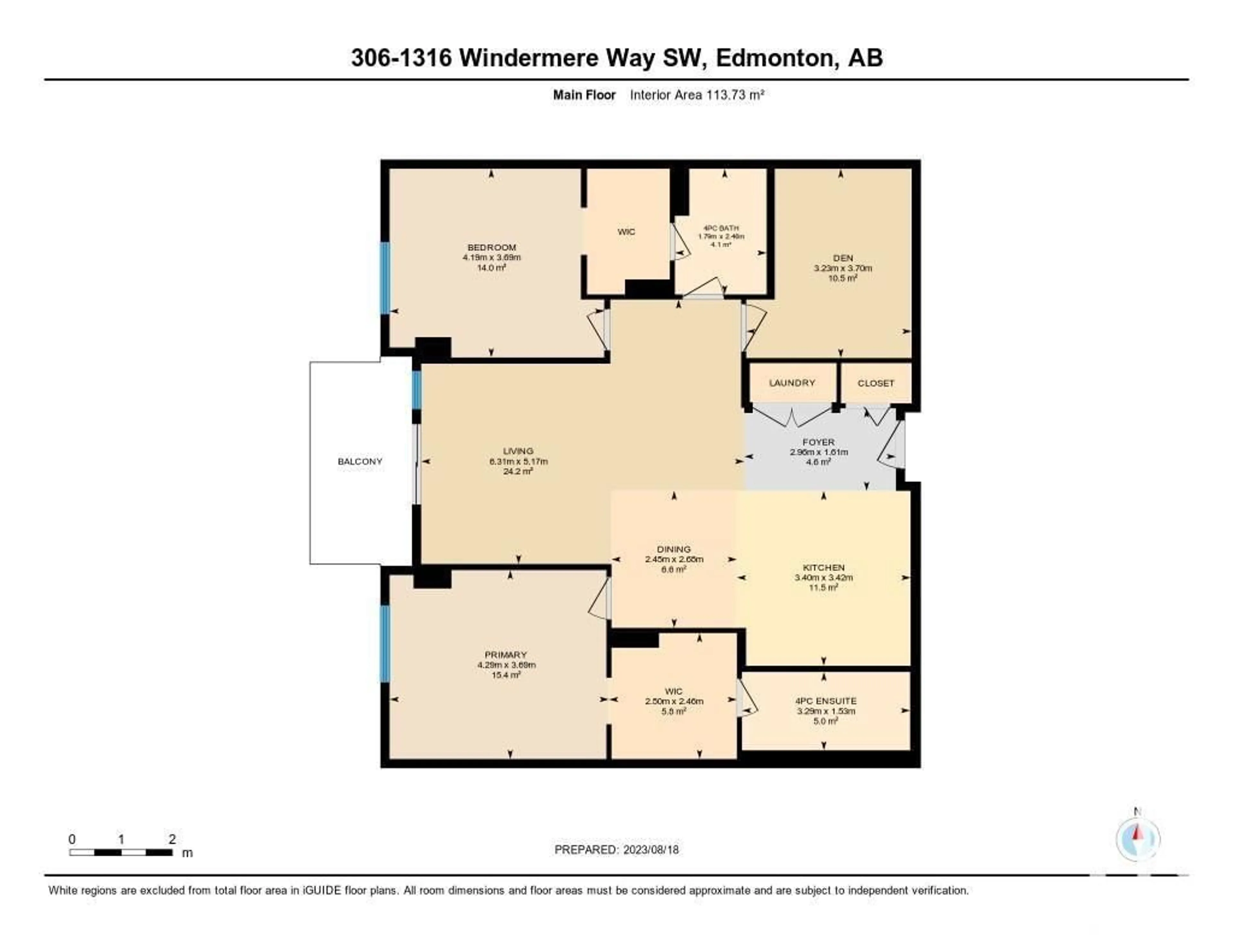 Floor plan for #306 - 1316 WINDERMERE WY, Edmonton Alberta T6W2J3