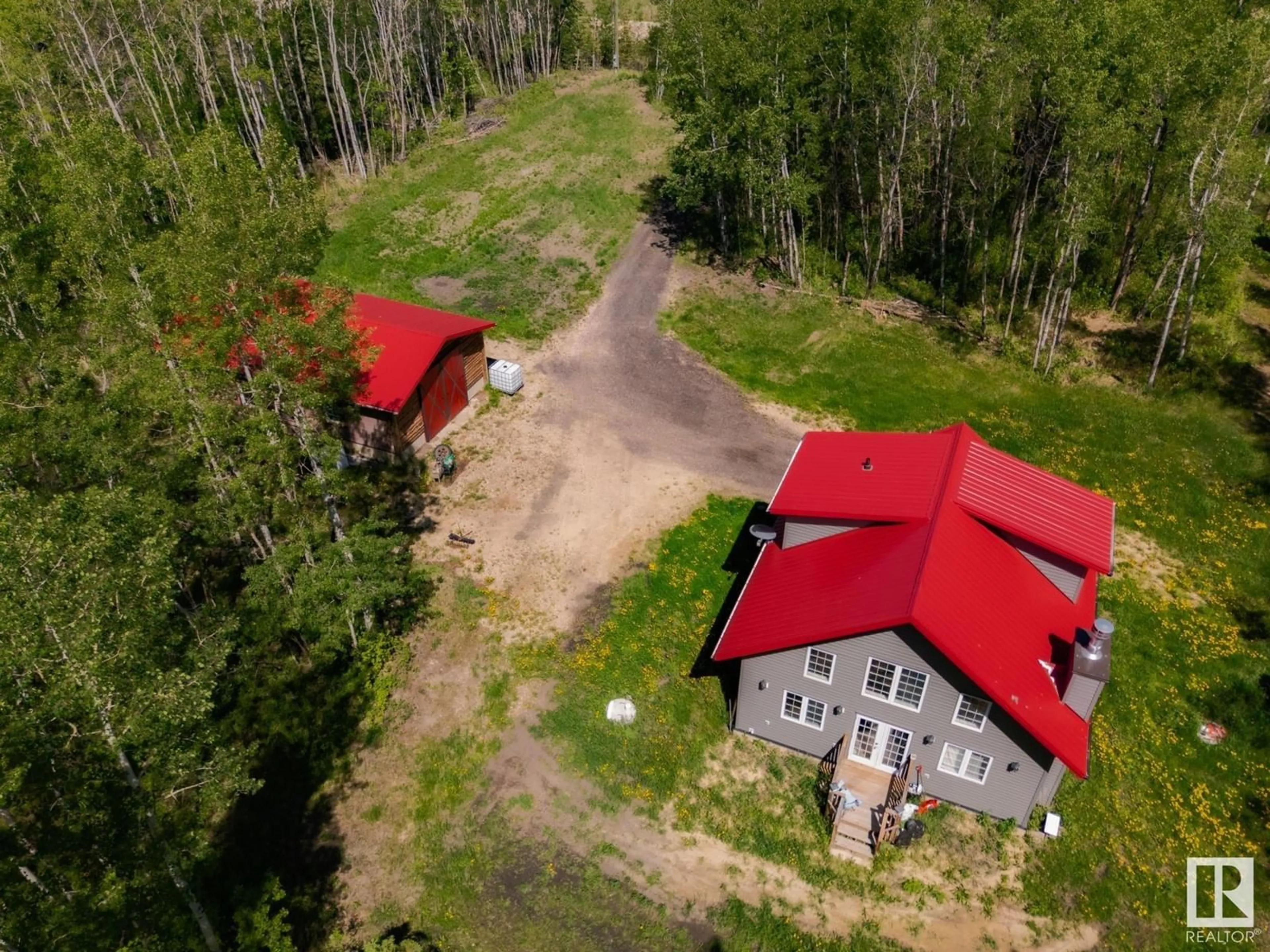 A pic from outside/outdoor area/front of a property/back of a property/a pic from drone, unknown for 20231 TWP RD 500, Rural Camrose County Alberta T0B2M1