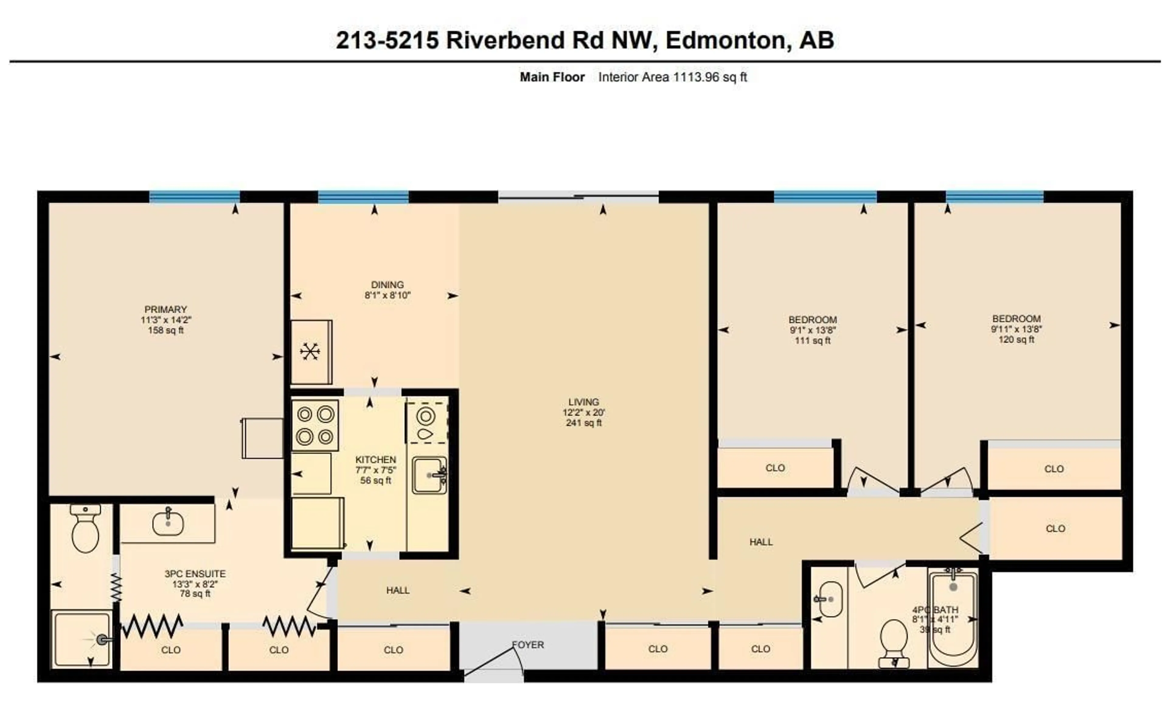 Floor plan for #213 - 5125 RIVERBEND RD, Edmonton Alberta T6H5K5