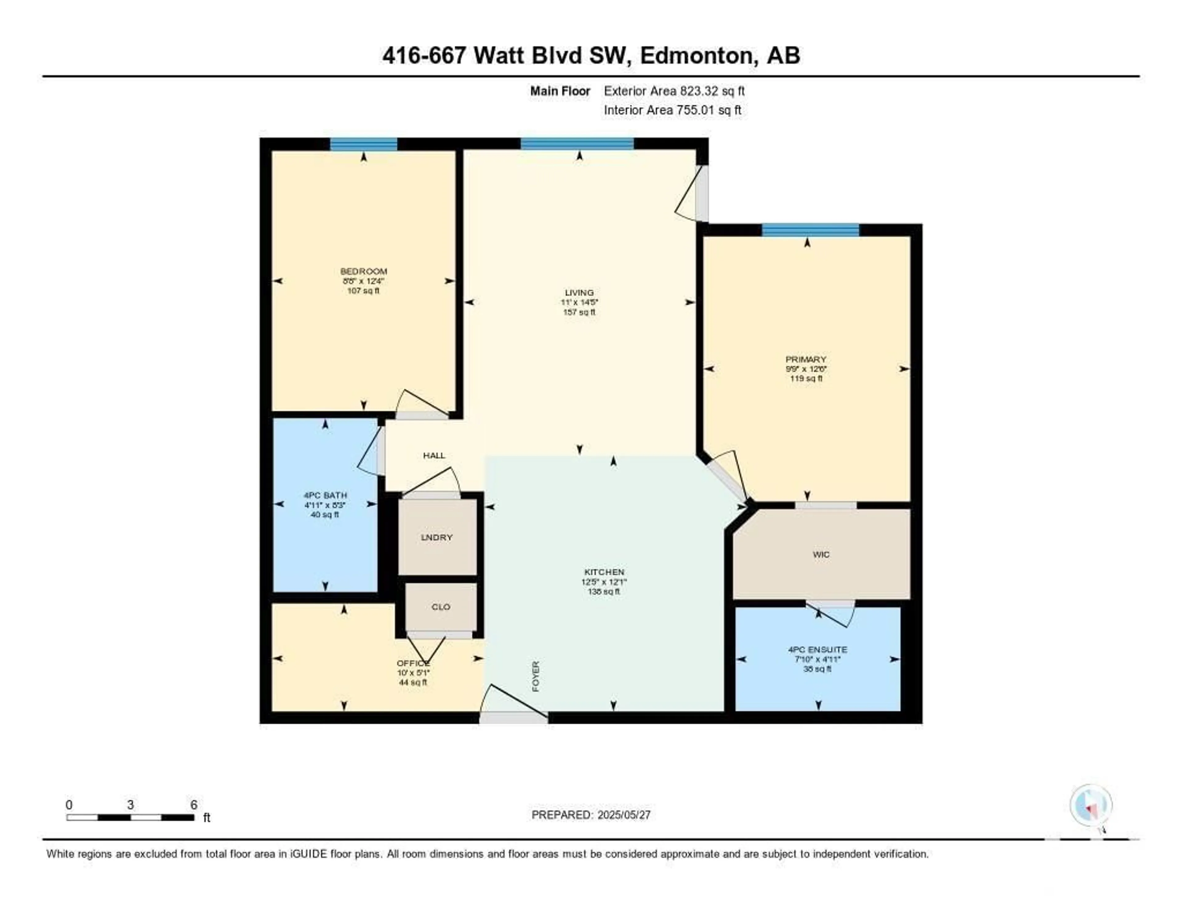 Floor plan for #416 - 667 WATT BV, Edmonton Alberta T6X0Y2