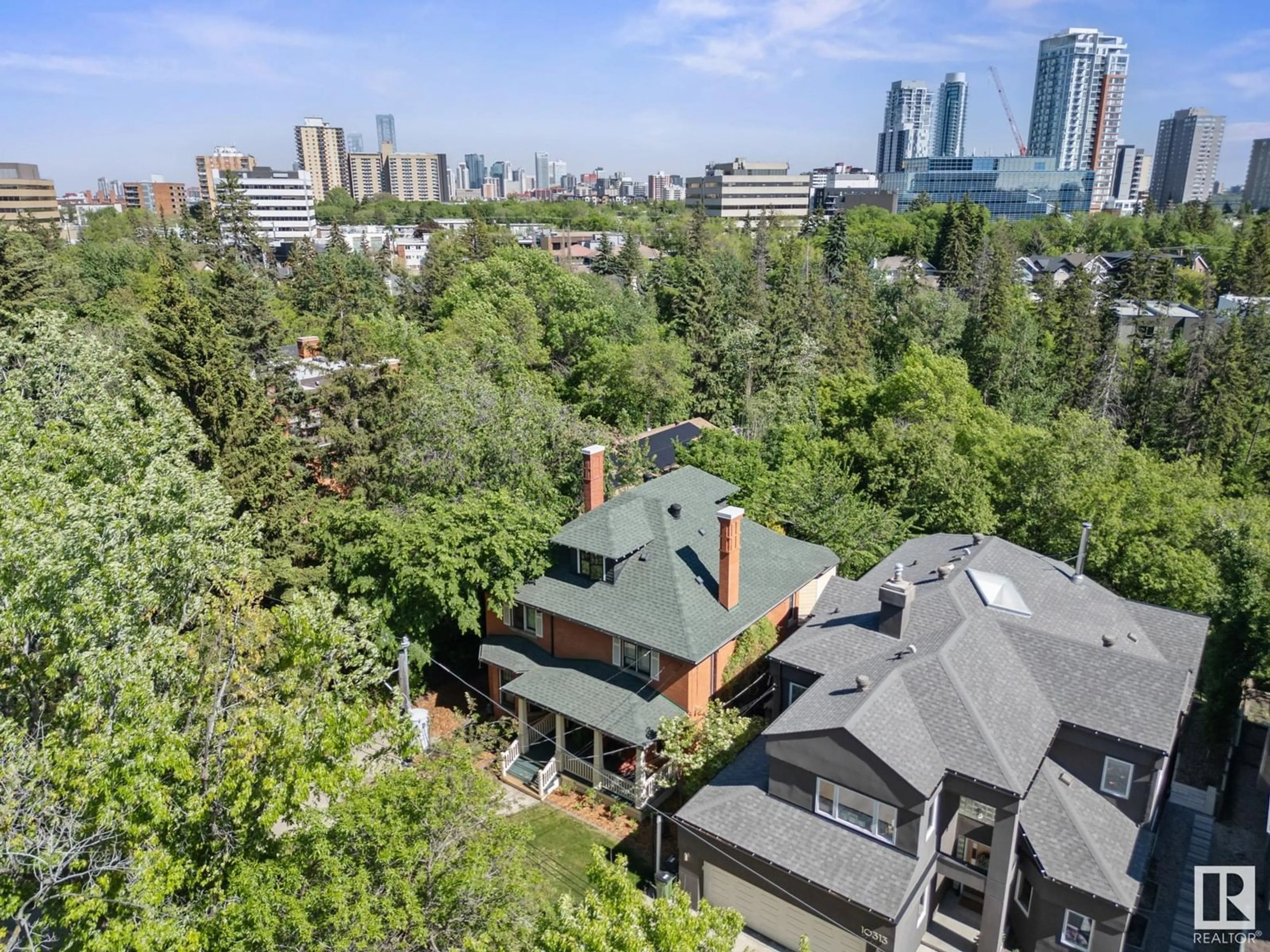 A pic from outside/outdoor area/front of a property/back of a property/a pic from drone, city buildings view from balcony for 10317 VILLA AV NW, Edmonton Alberta T5N3T8