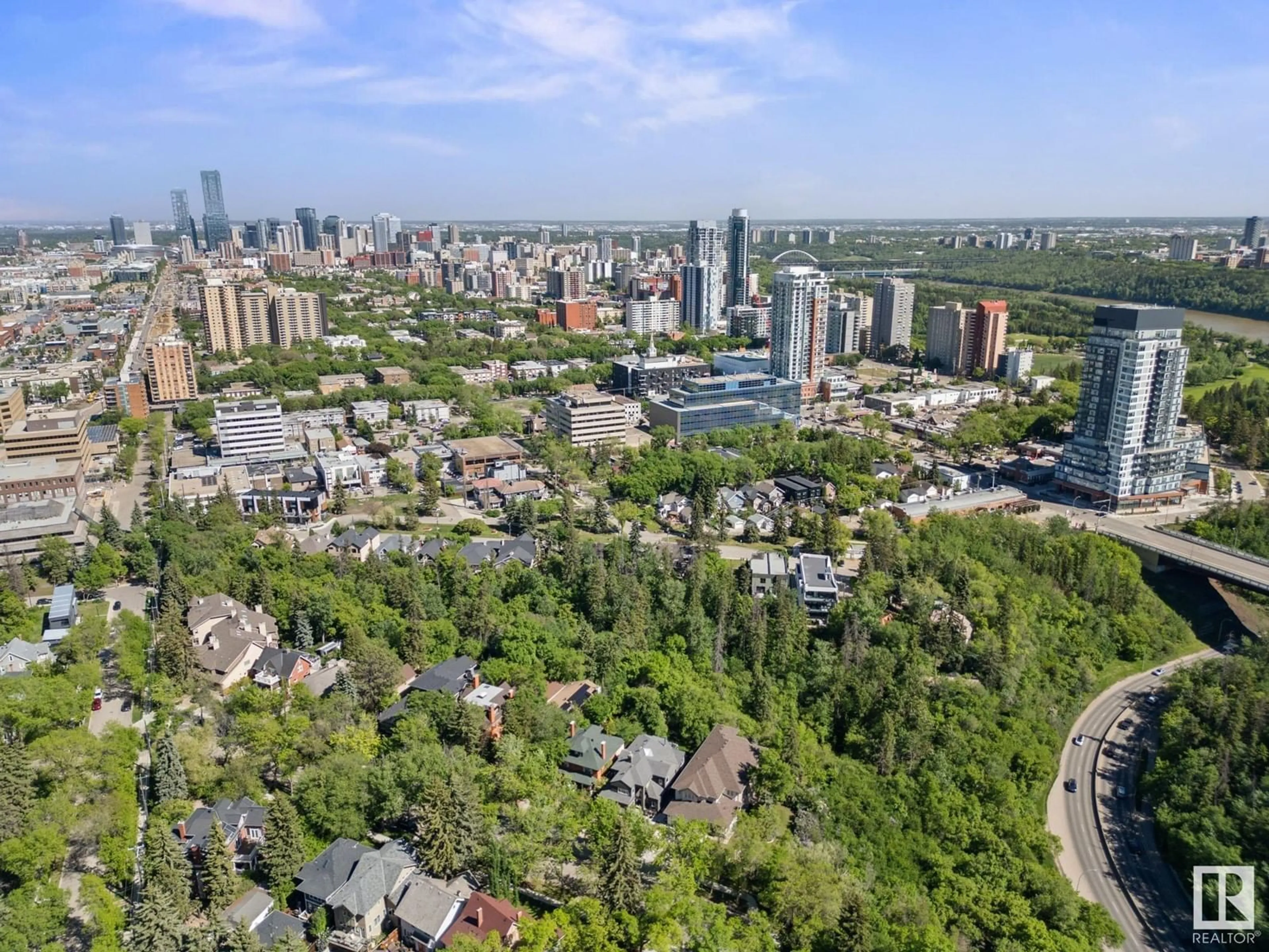 A pic from outside/outdoor area/front of a property/back of a property/a pic from drone, city buildings view from balcony for 10317 VILLA AV NW, Edmonton Alberta T5N3T8