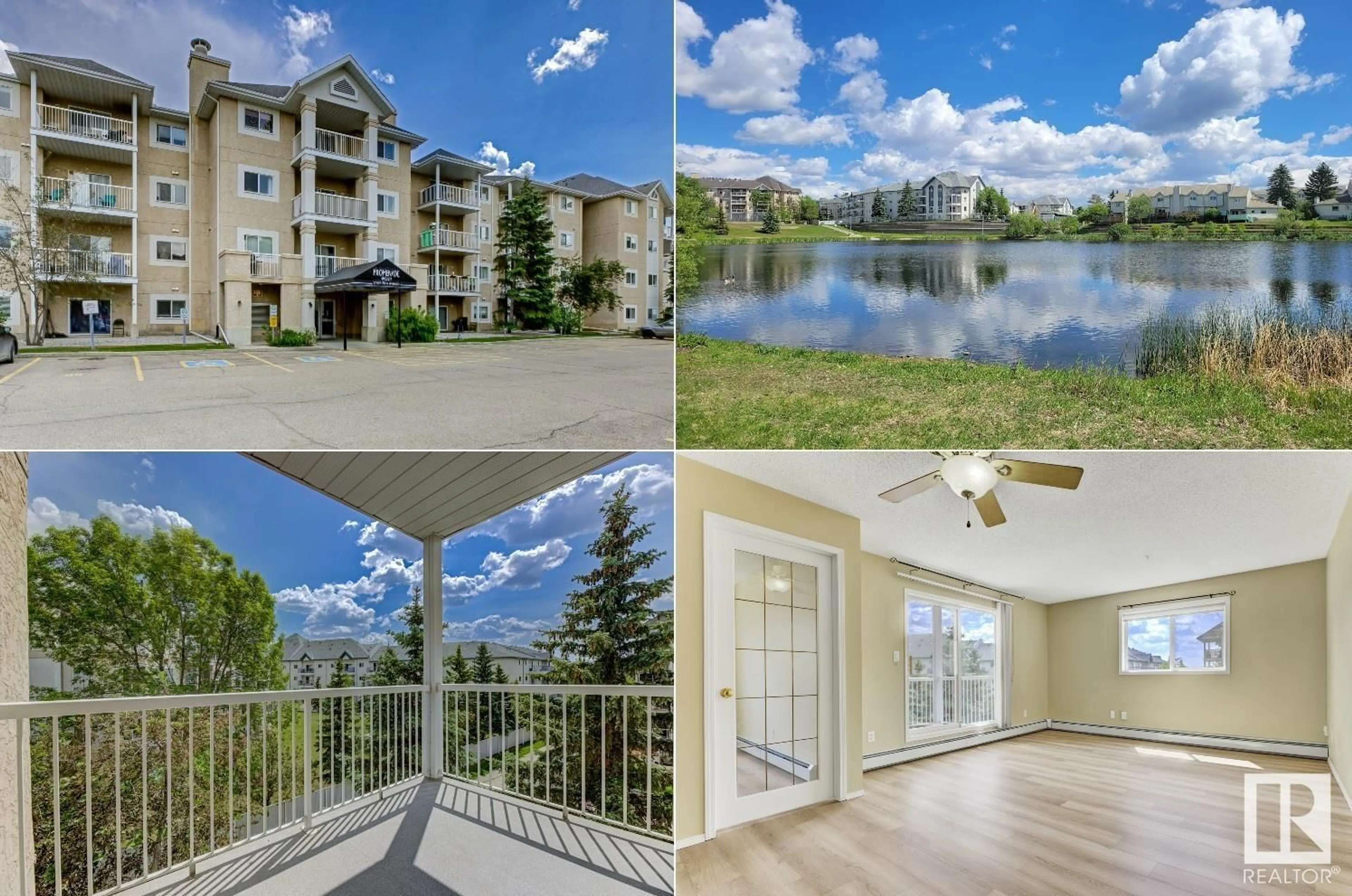 A pic from outside/outdoor area/front of a property/back of a property/a pic from drone, water/lake/river/ocean view for 330 17447 98A AV, Edmonton Alberta T5T6M4