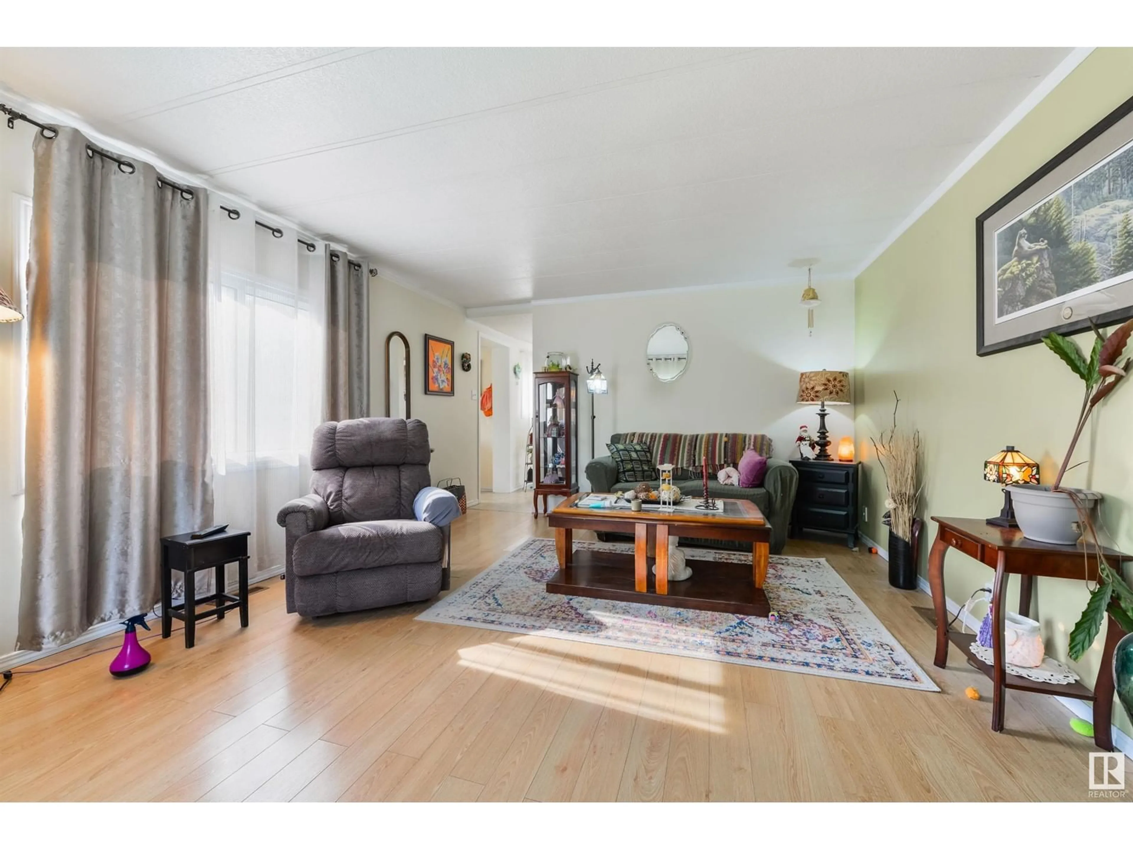 Living room with furniture, wood/laminate floor for 29 RIM RD, Edmonton Alberta T6P1C3