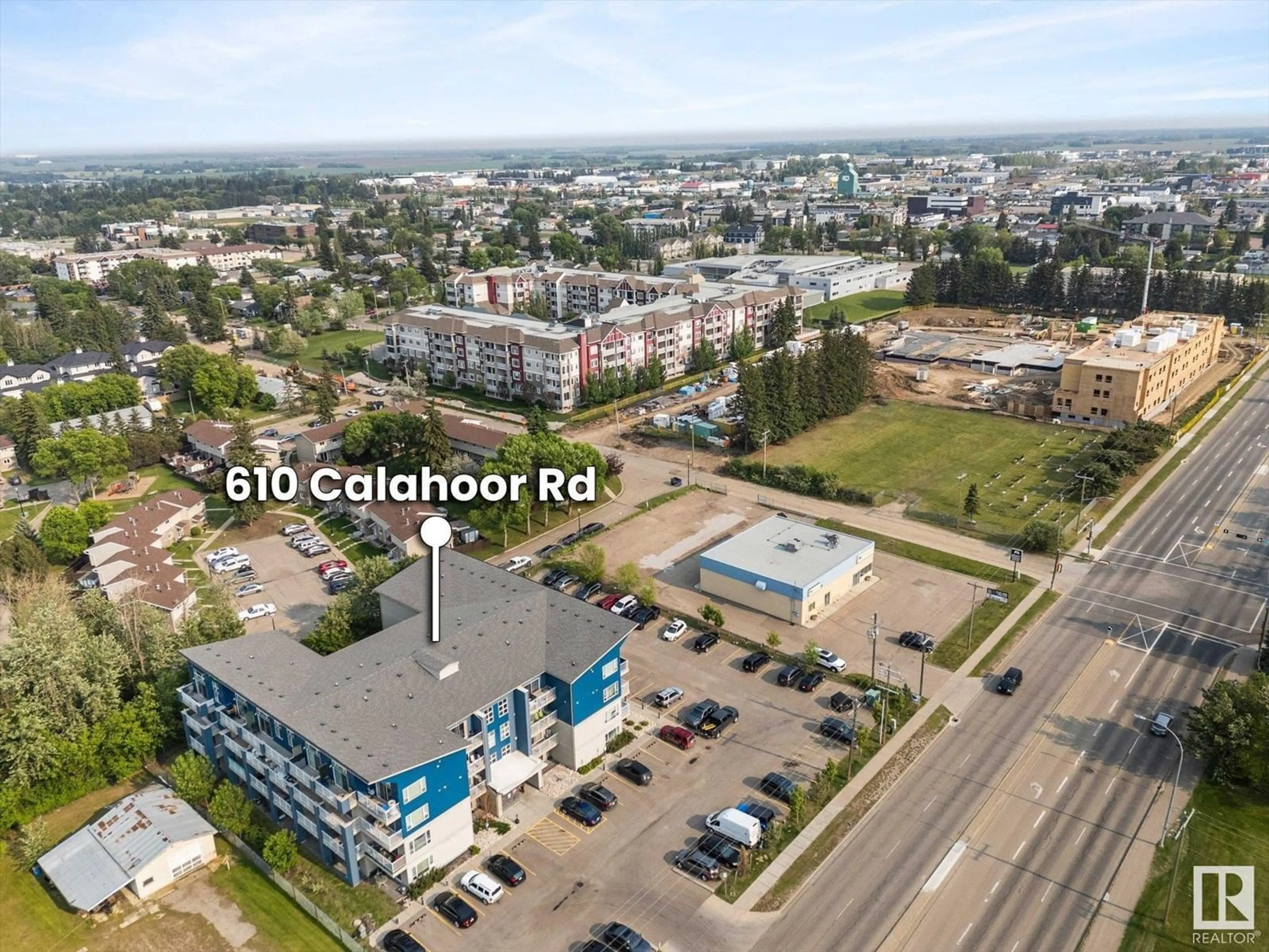 A pic from outside/outdoor area/front of a property/back of a property/a pic from drone, city buildings view from balcony for #214 - 610 CALAHOO RD, Spruce Grove Alberta T7X1R1