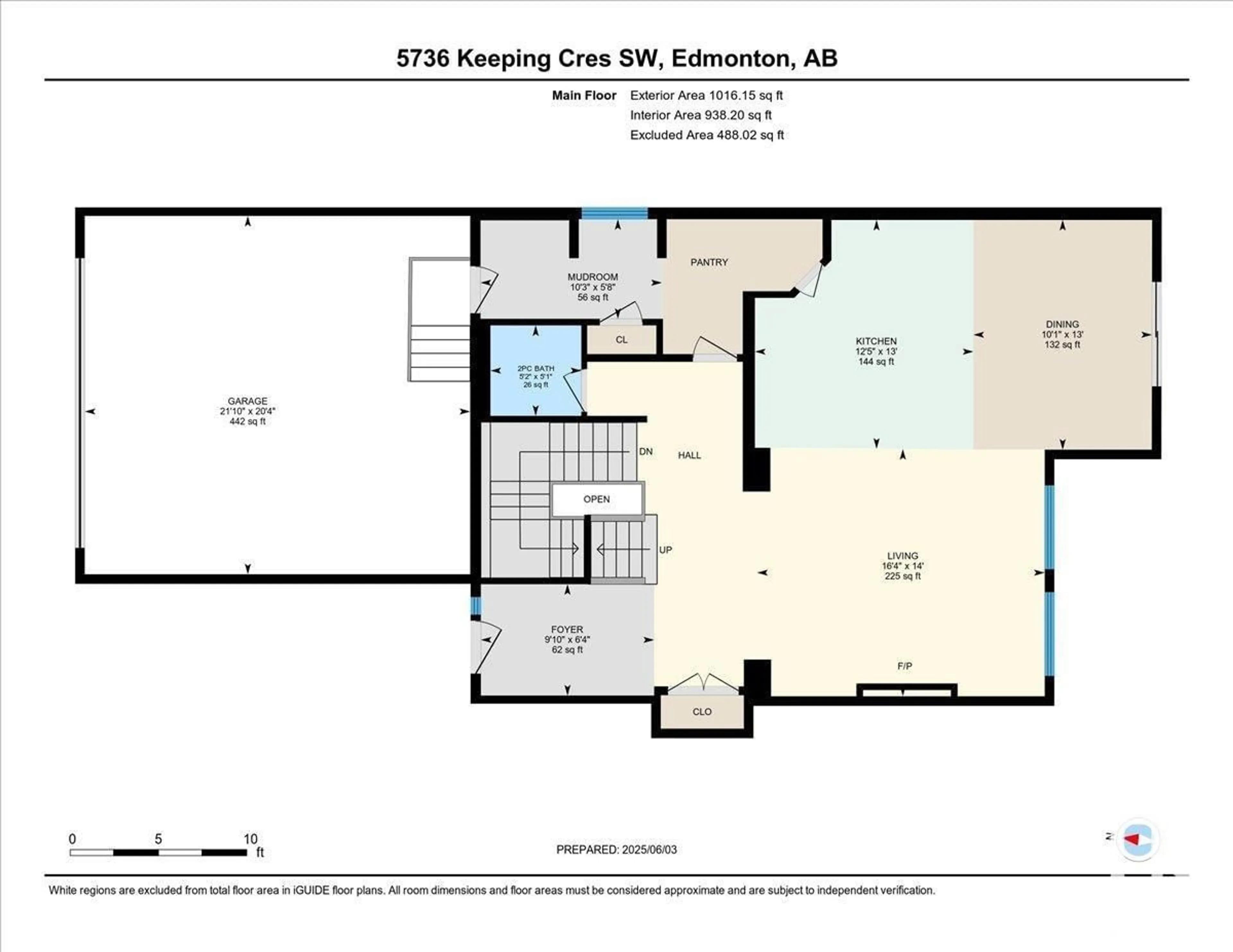 Floor plan for SW - 5736 KEEPING CR, Edmonton Alberta T6W4K4